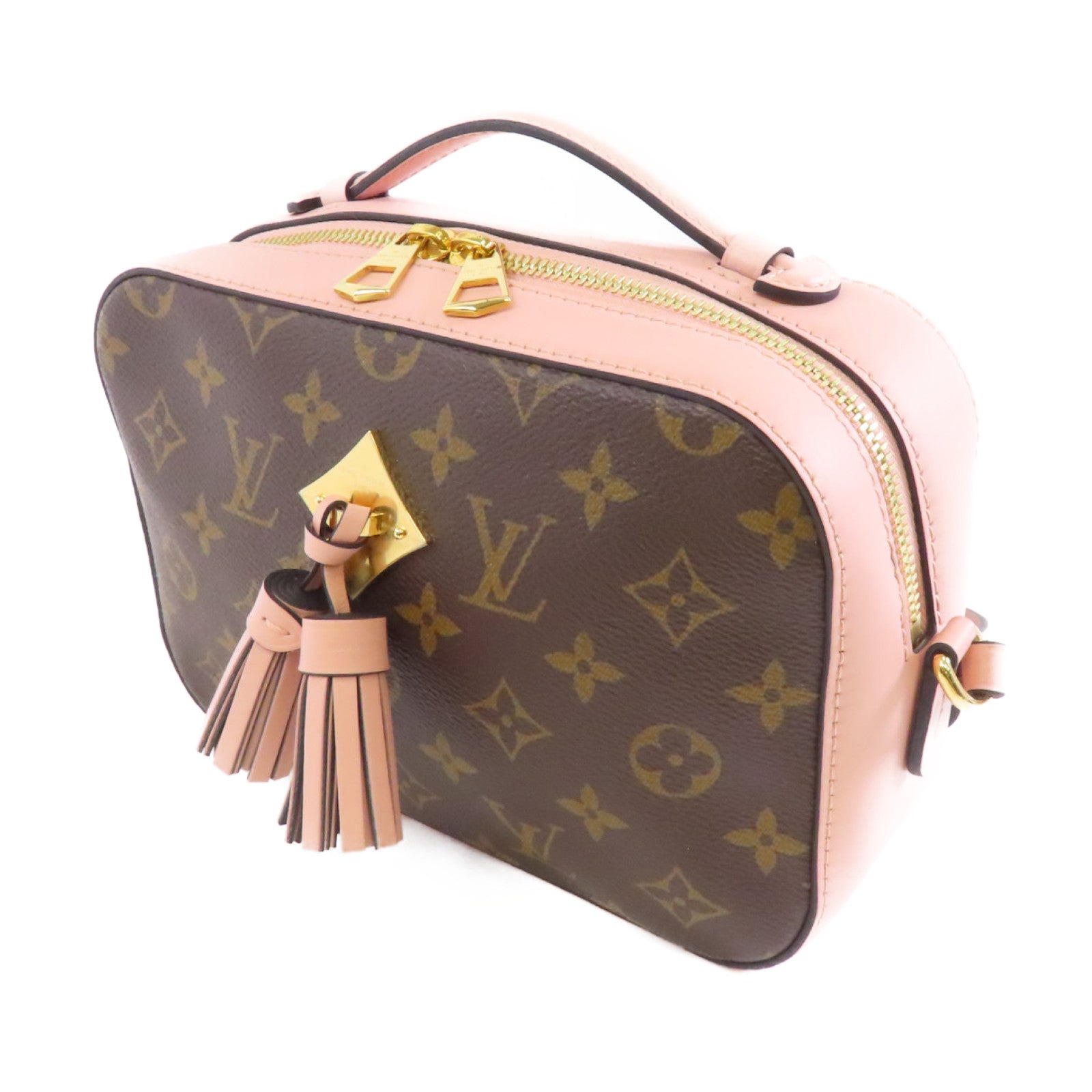 LOUIS VUITTON Monogram Saintonge金扣肩背袋啡色/粉紅色