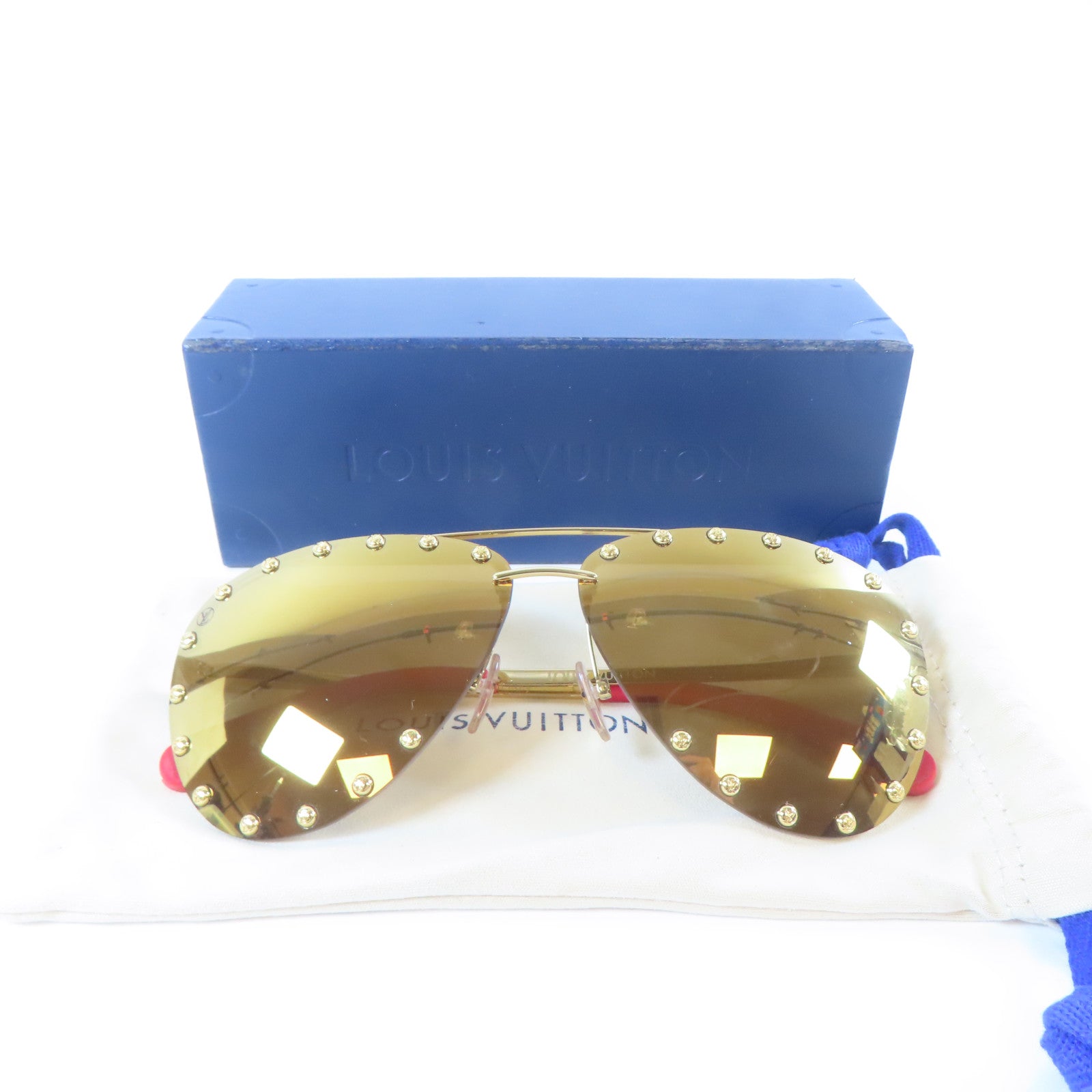 LOUIS VUITTON 金屬The Party Aviator Sunglasses太陽眼鏡金色/紅色