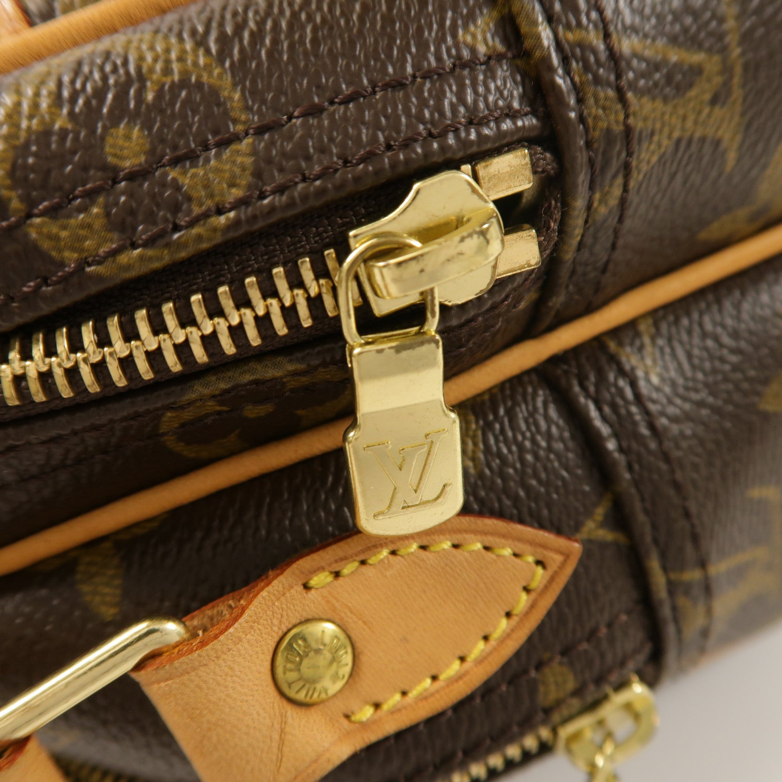 LOUIS VUITTON Monogram Reporter PM金扣肩背袋棕色