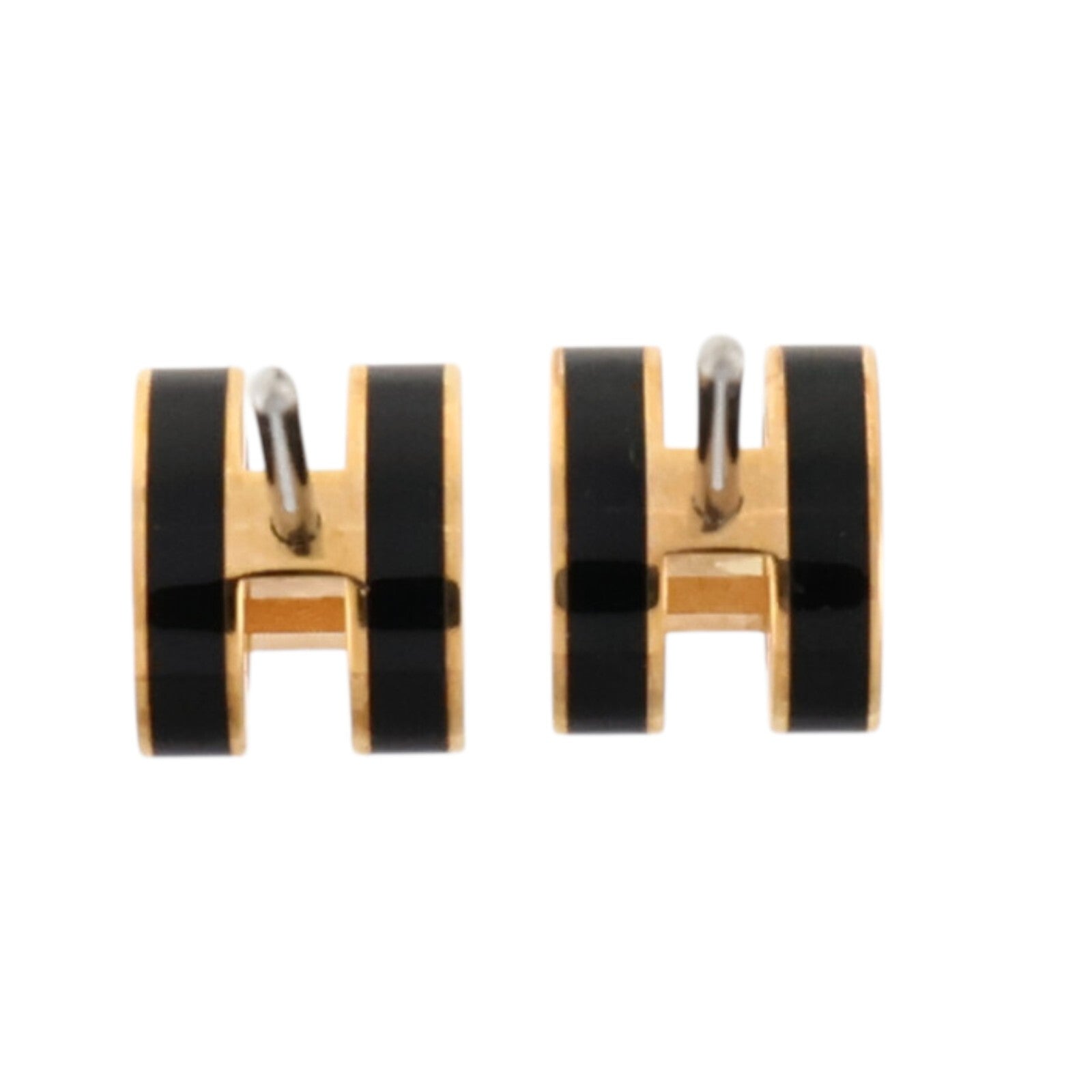 HERMES 金屬/琺瑯Mini Pop H耳環Black