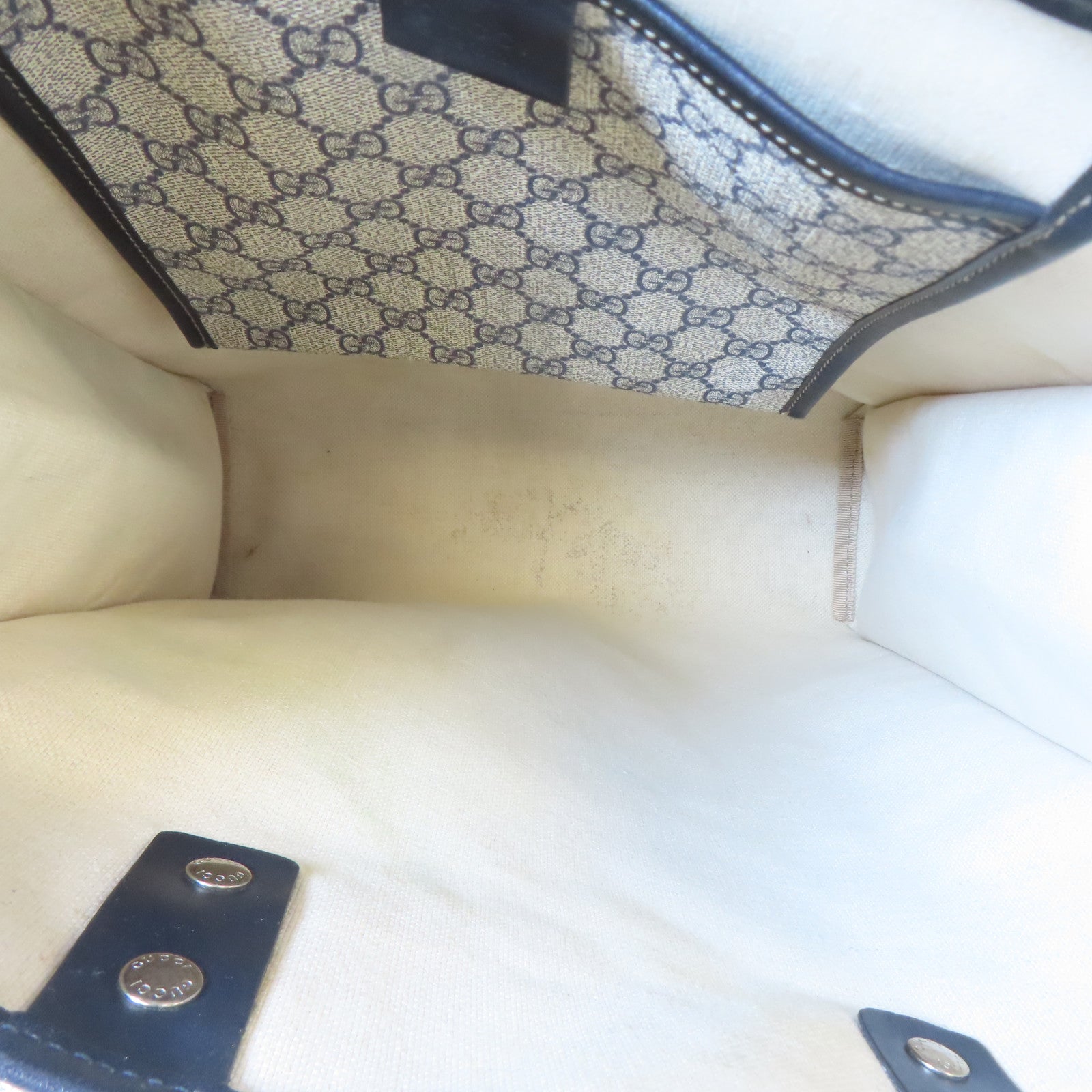 GUCCI 塗層帆布Tote Bag銀扣手挽袋啡色/黑色