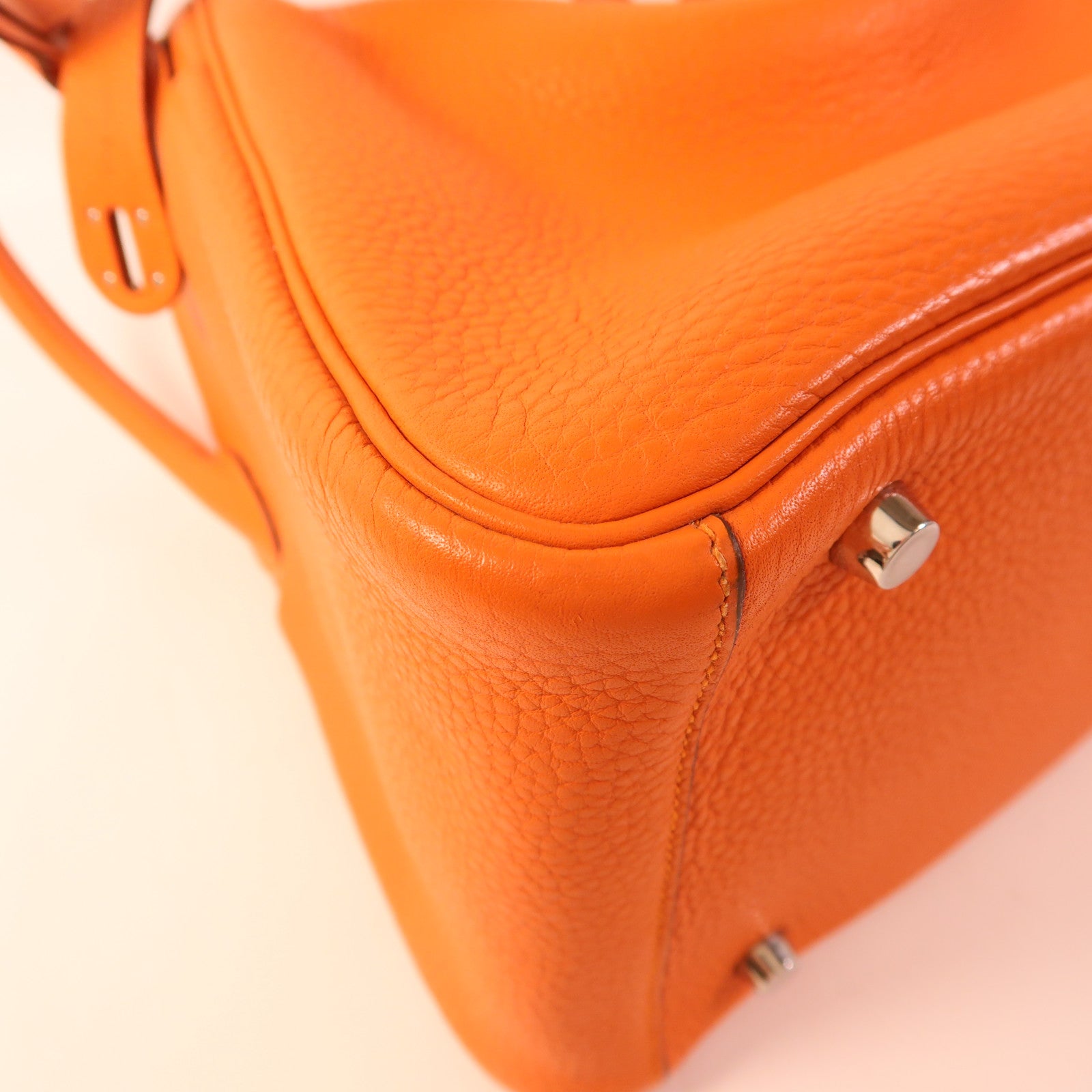 HERMES Clemence皮革Lindy 30銀扣手挽肩背兩用袋Orange