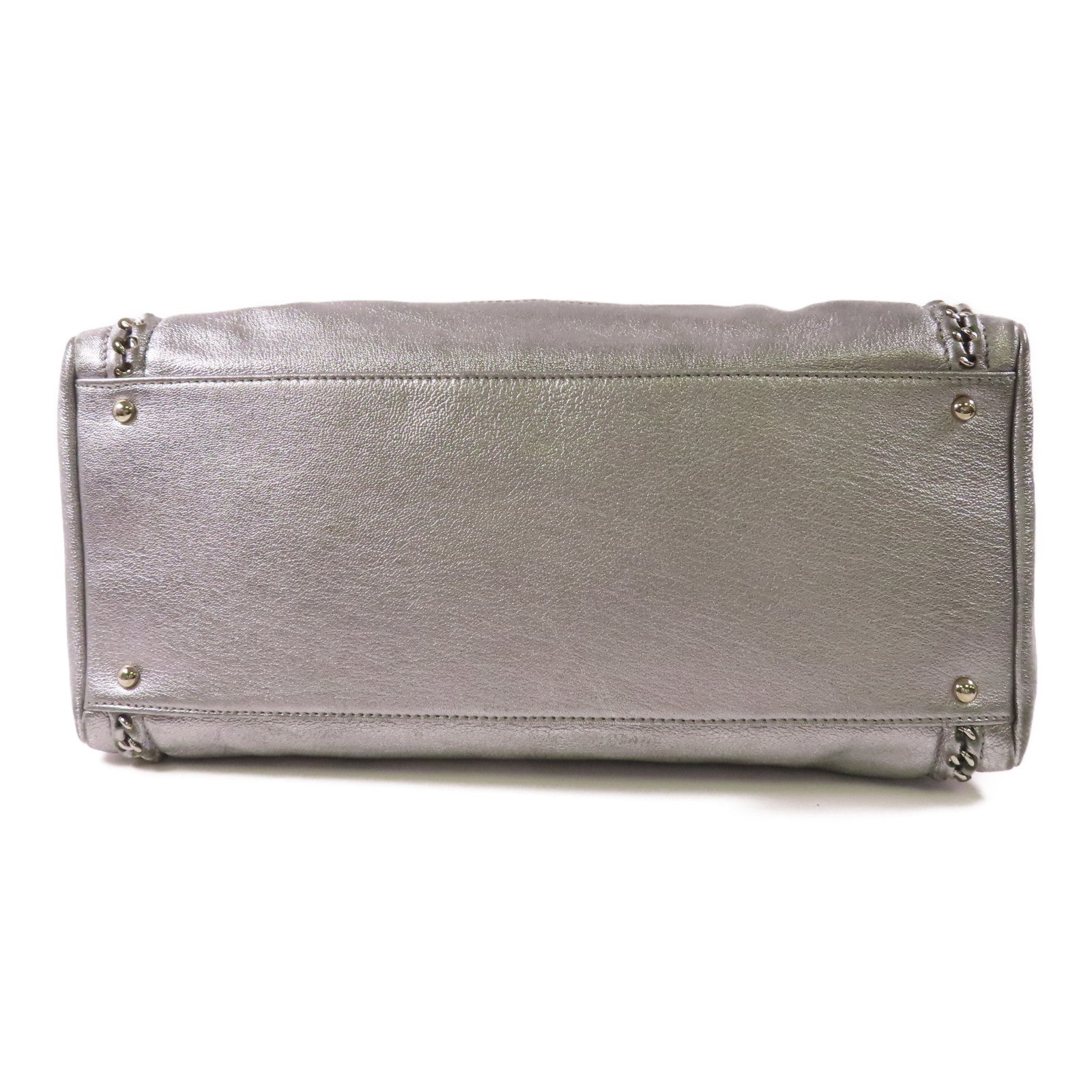 CHANEL CC SHW Hand Bag Calfskin Leather Sliver