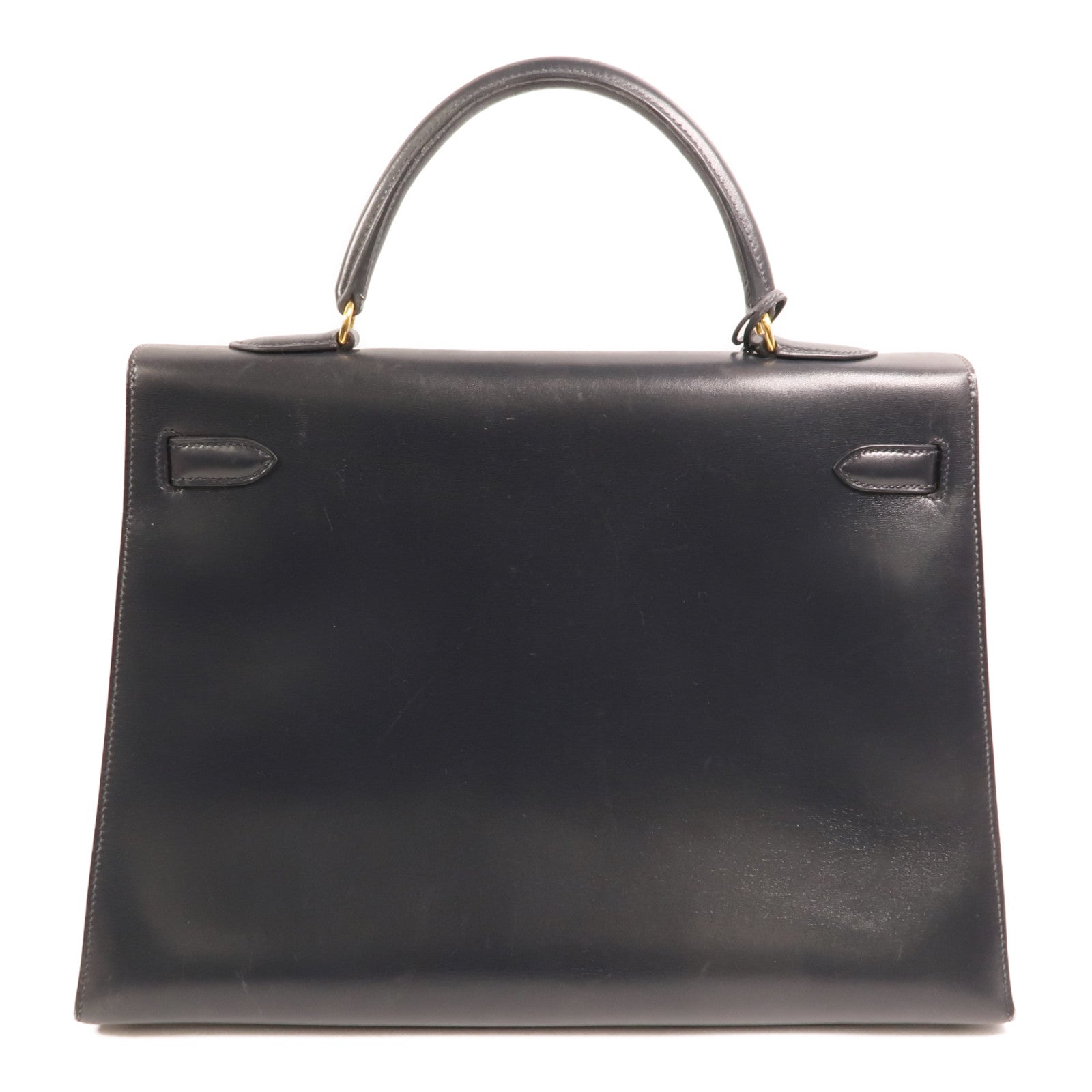 HERMES Box Calf皮革Kelly 35金扣手挽肩背兩用袋Noir