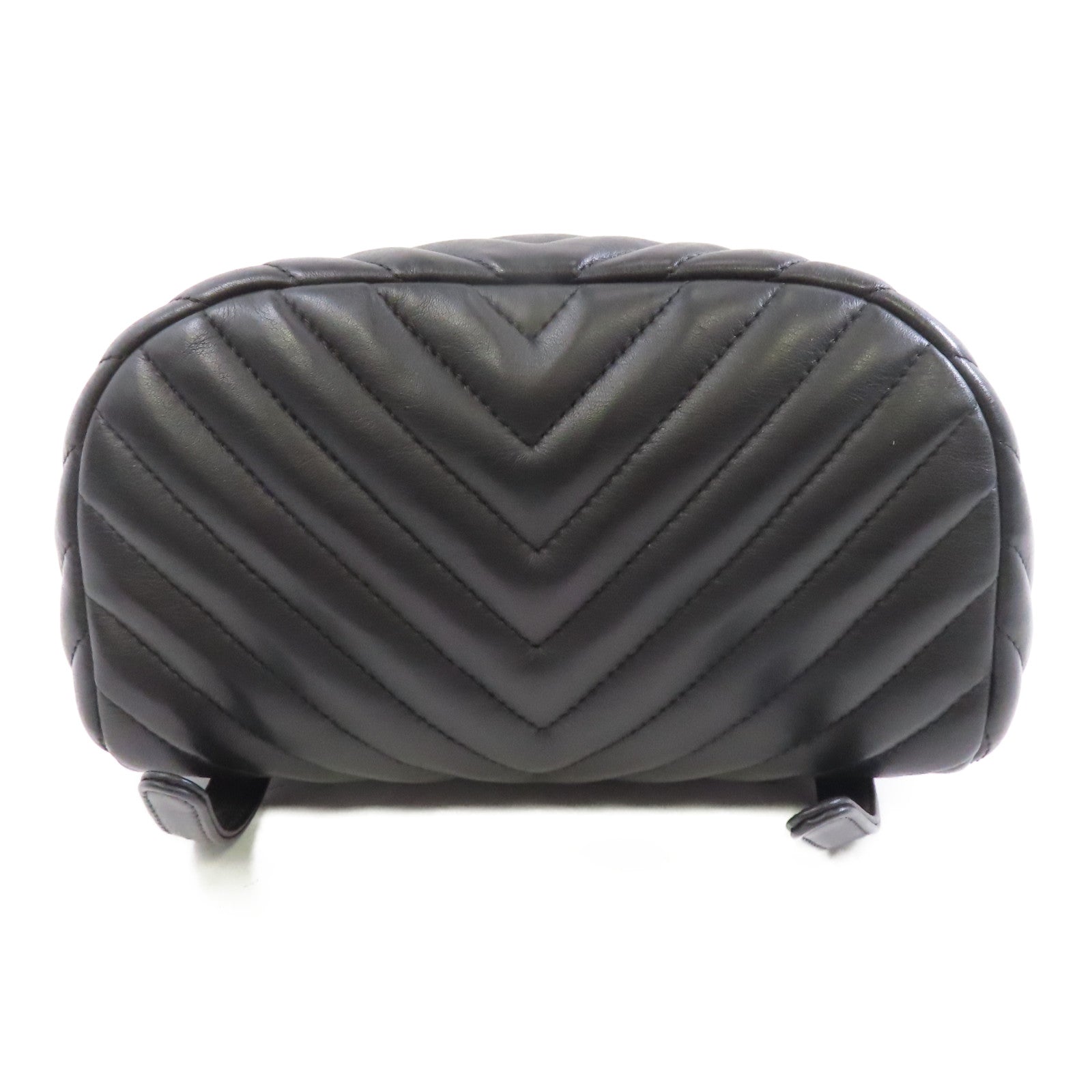 CHANEL 斜紋牛皮皮革Backpack銀扣背包