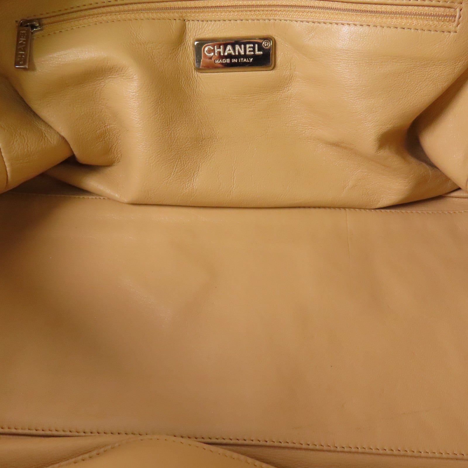 CHANEL CC SHW Hand Bag Calfskin Leather Sliver
