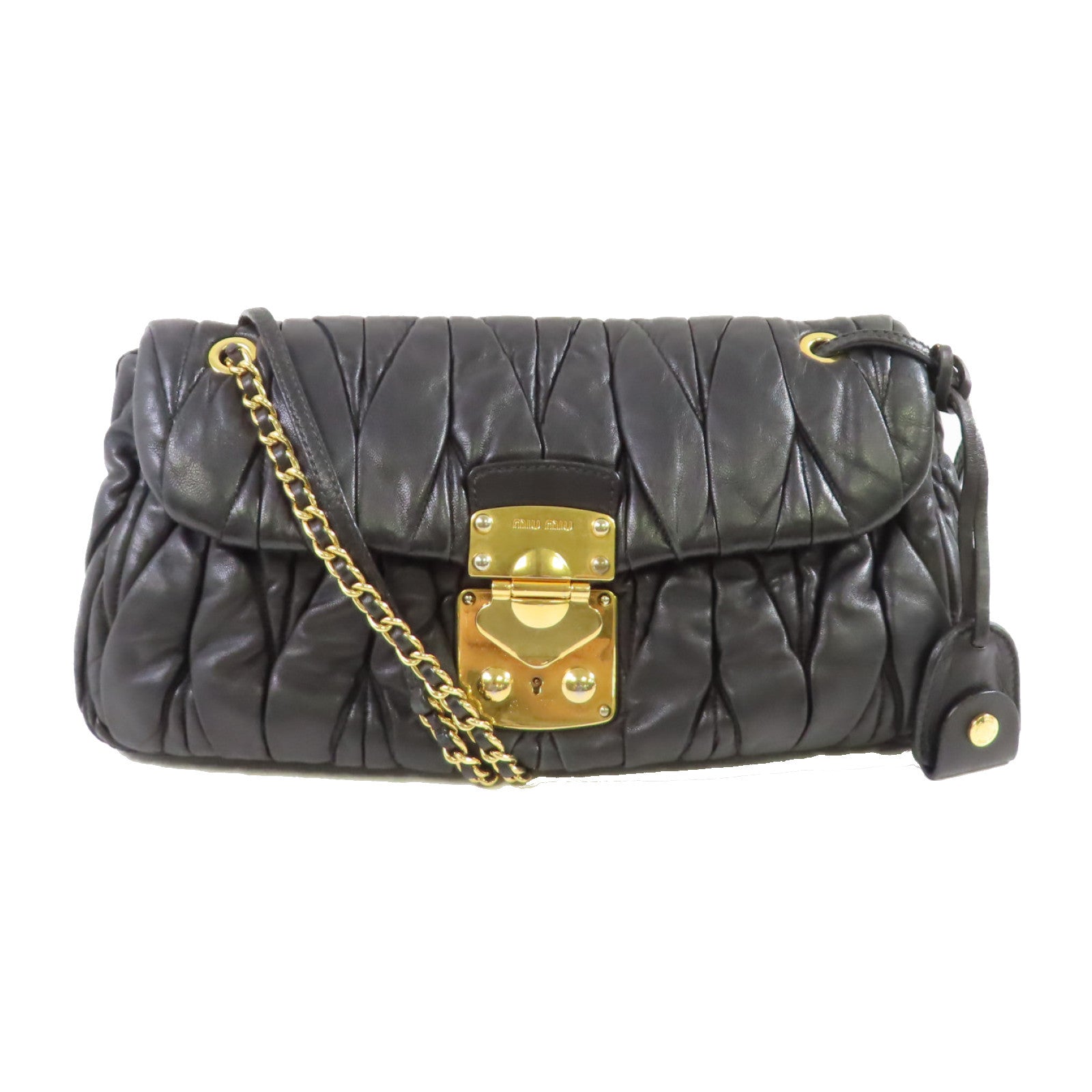 Miu Miu 牛皮皮革Shoulder Bag金扣肩背袋黑色