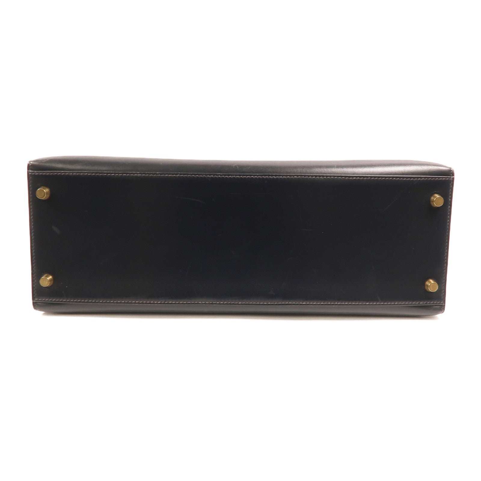 HERMES Box Calf皮革Kelly 35金扣手挽肩背兩用袋Noir