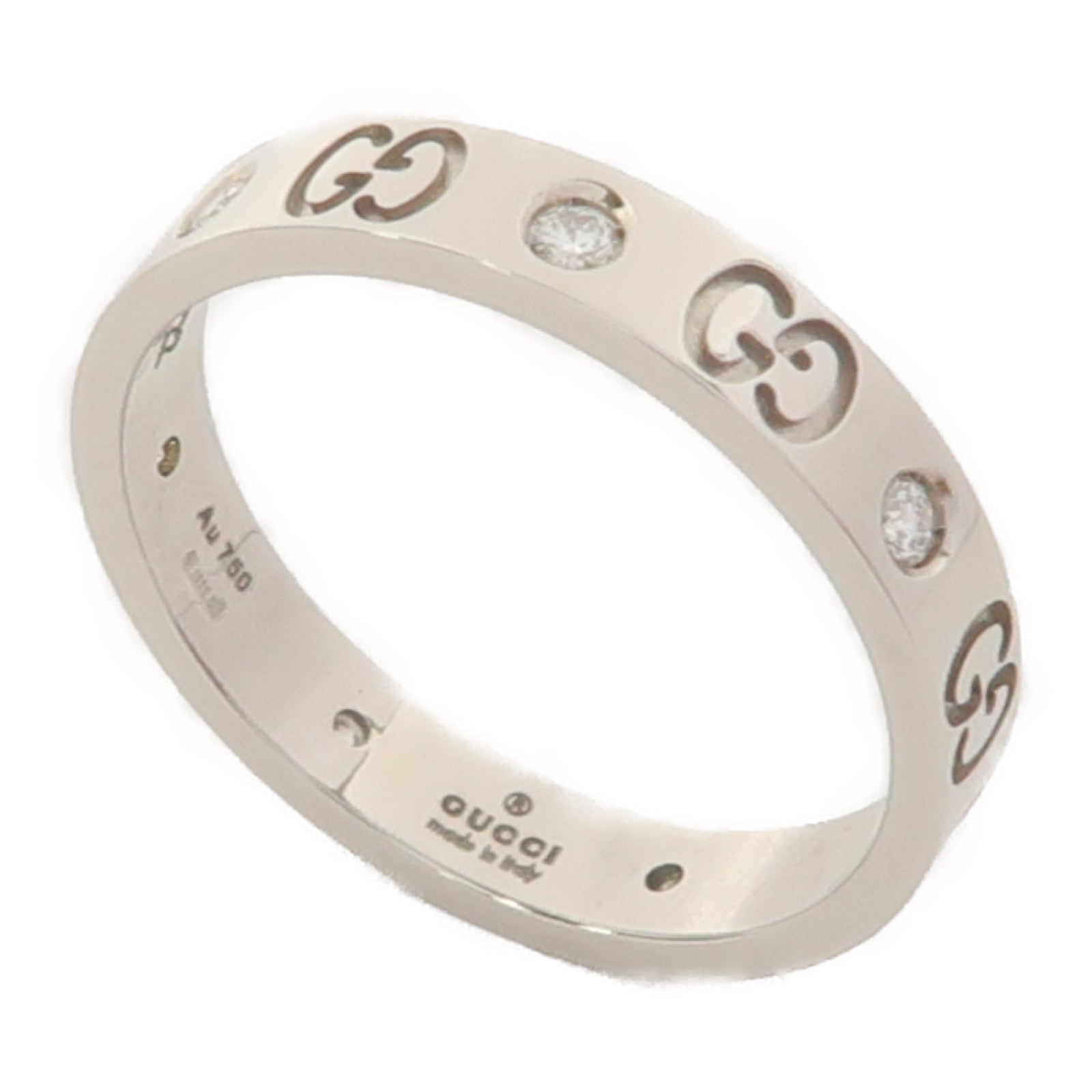 GUCCI 18K白金Icon Diamond Ring鑽石戒指US#9.75