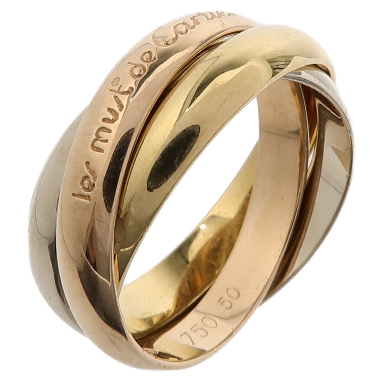CARTIER 18K黃金/白金/玫瑰金Trinity戒指Cartier#50/US#5.25