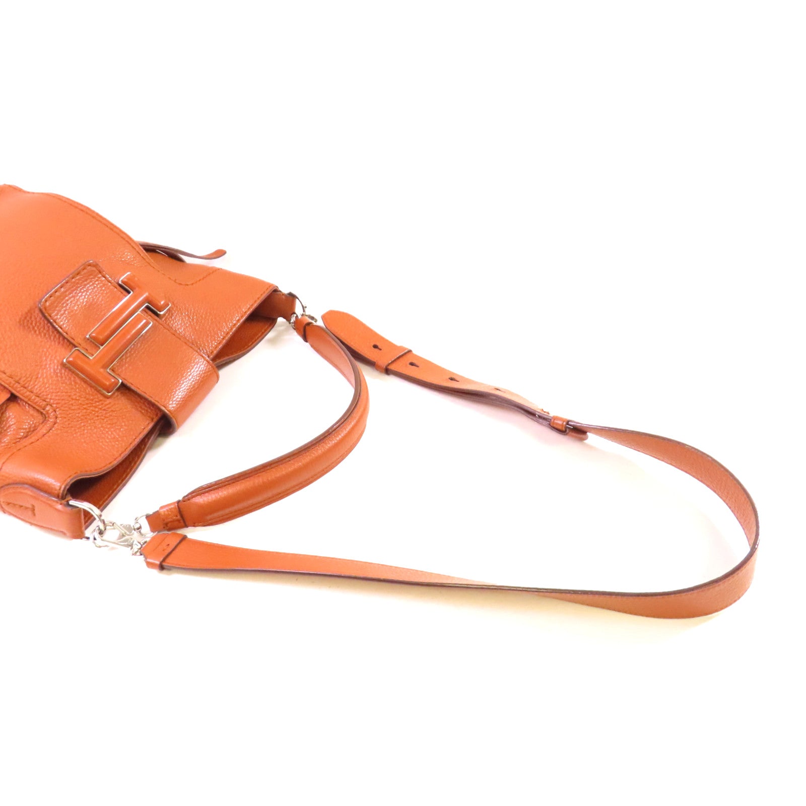 TOD'S 牛皮皮革2Way Shoulder Bag銀扣手挽肩背兩用袋啡色