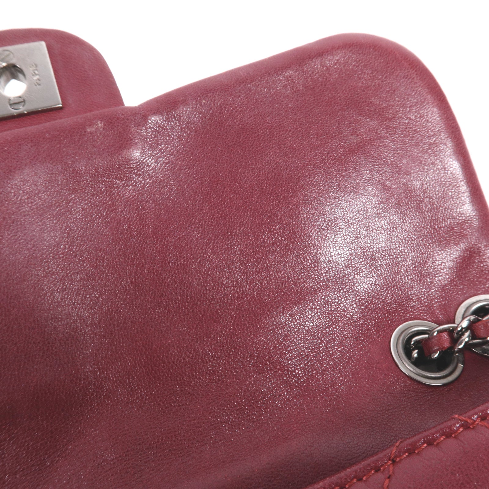 CHANEL 牛皮皮革Chain Shoulder銀扣鏈帶肩背袋