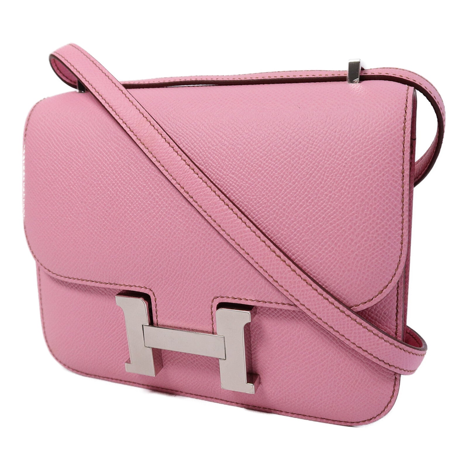 HERMES Epsom皮革Constance Mini肩背袋Bubblegum Pink