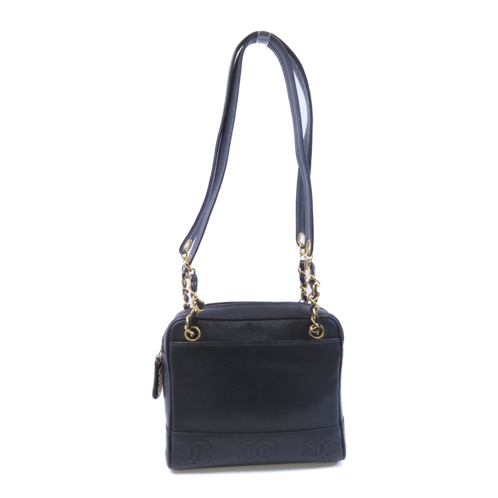 CHANEL 牛皮皮革Vintage Bag金扣鏈帶肩背袋