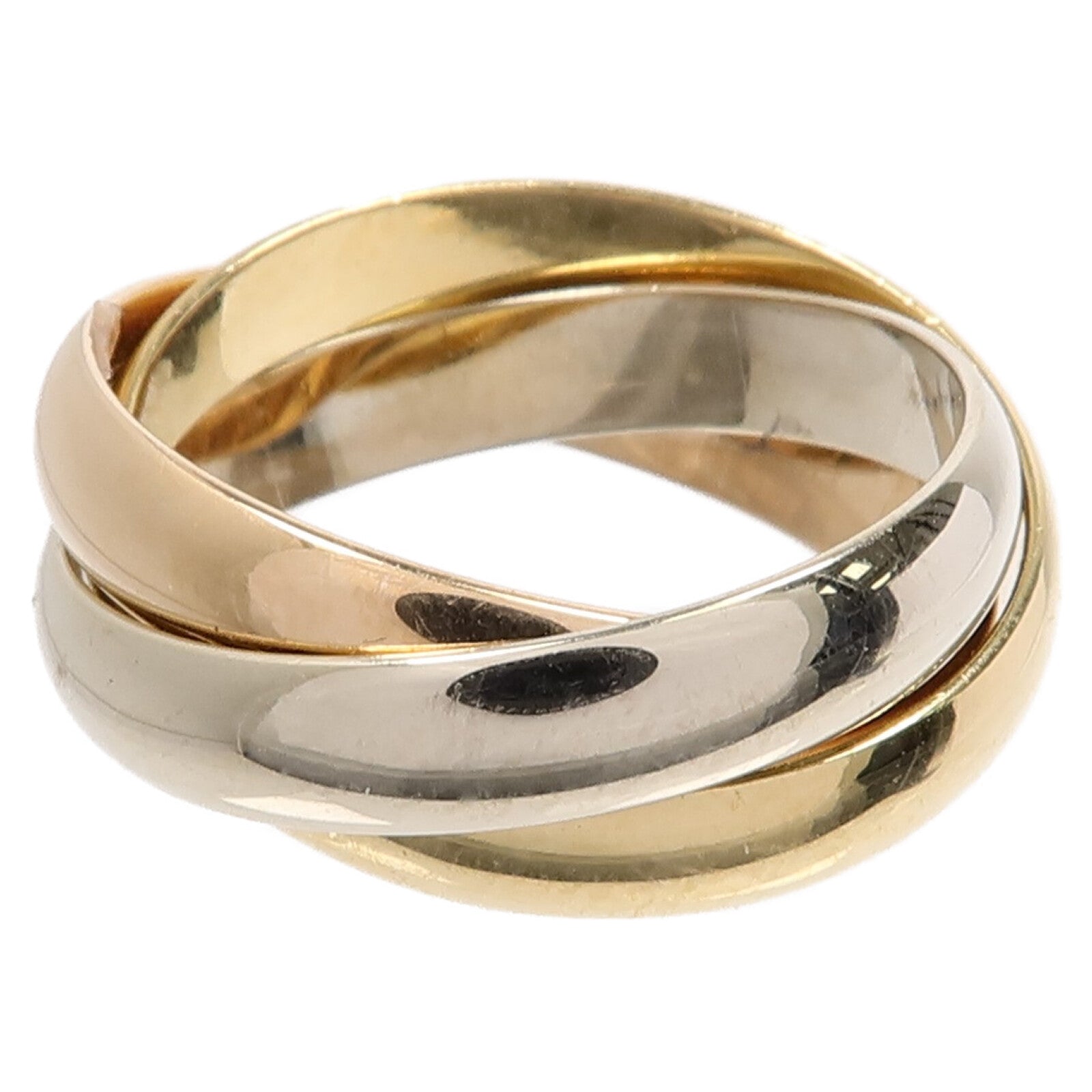 CARTIER 18K黃金/白金/玫瑰金Trinity戒指Cartier#50/US#5.25