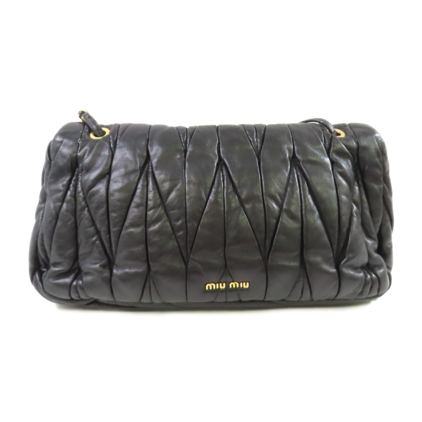 Miu Miu 牛皮皮革Shoulder Bag金扣肩背袋黑色