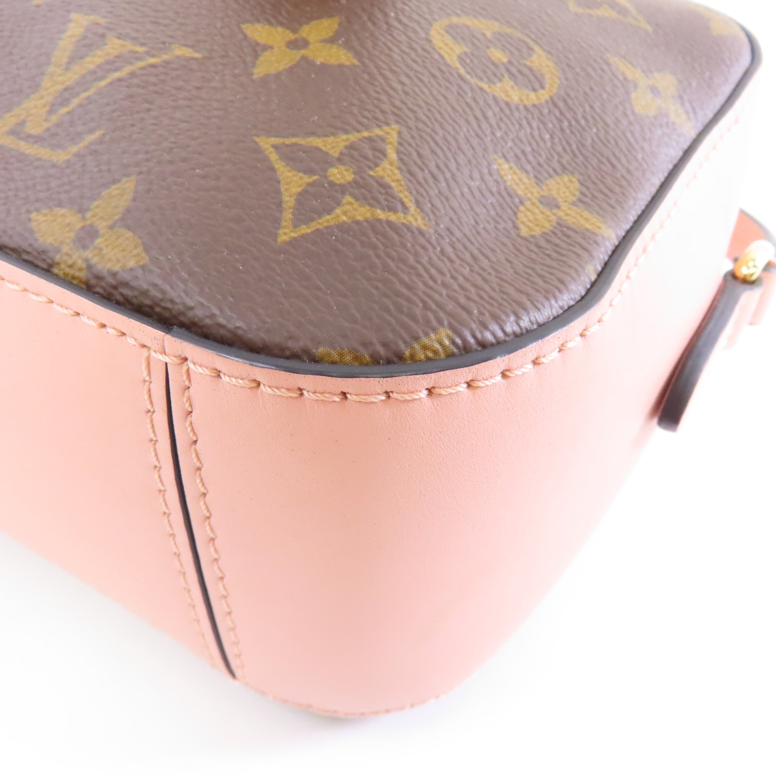 LOUIS VUITTON Monogram Saintonge金扣肩背袋啡色/粉紅色
