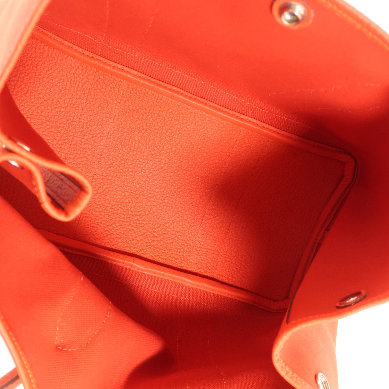 HERMES 帆布Garden Party PM銀扣手挽袋Rouge Exotique