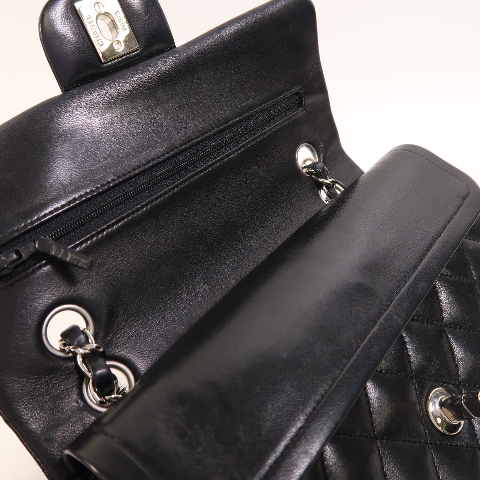 CHANEL 羊皮皮革Classic 23銀扣鏈帶肩背袋