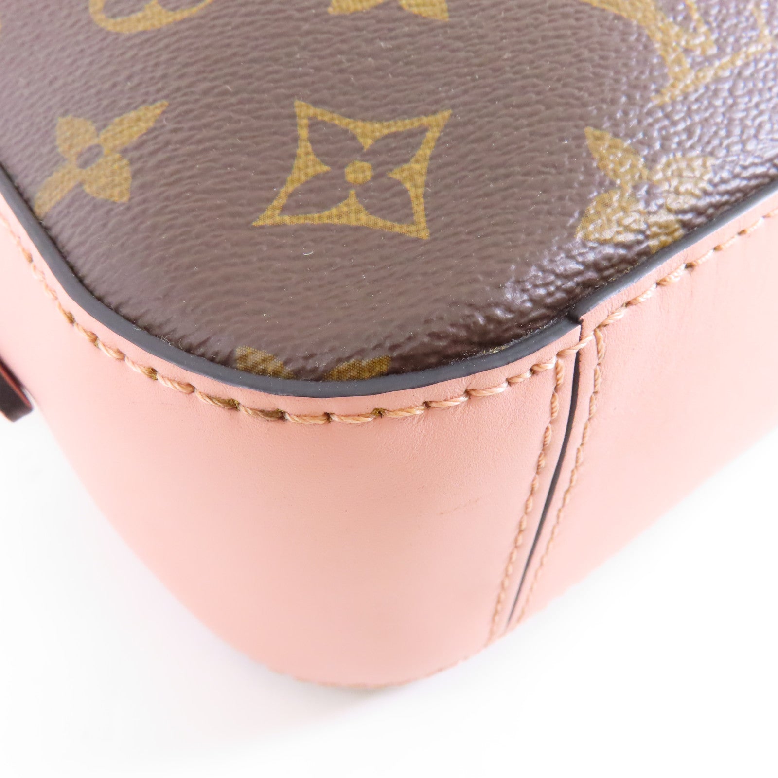 LOUIS VUITTON Monogram Saintonge金扣肩背袋啡色/粉紅色