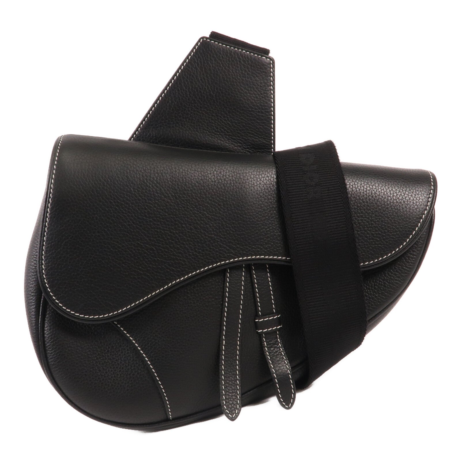 Dior 牛皮皮革Saddle Bag銀扣肩背袋