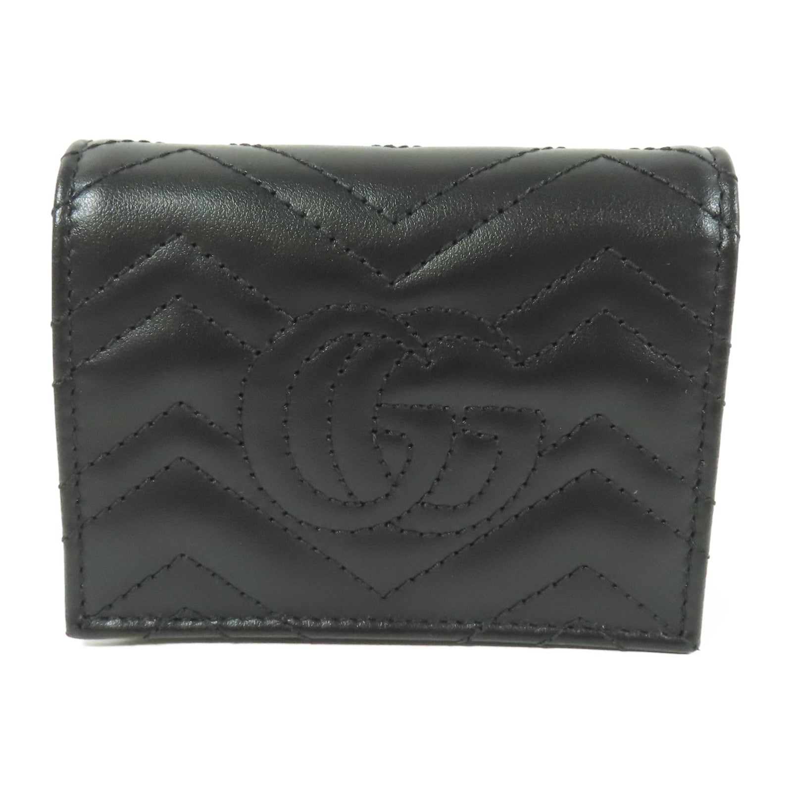 GUCCI 【激減優惠】Chevron皮革GG Marmont Small Wallet金扣錢包