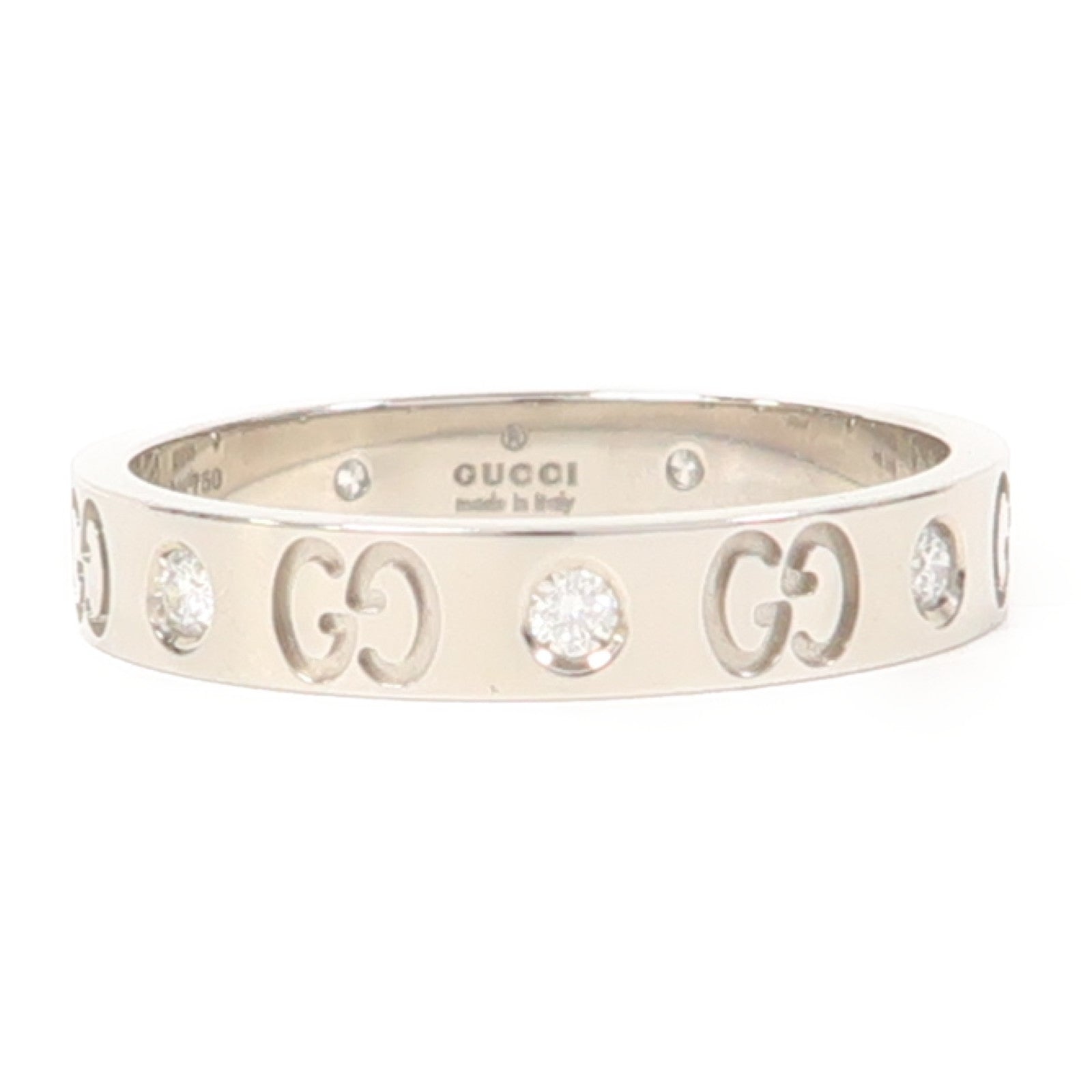 GUCCI 18K白金Icon Diamond Ring鑽石戒指US#9.75