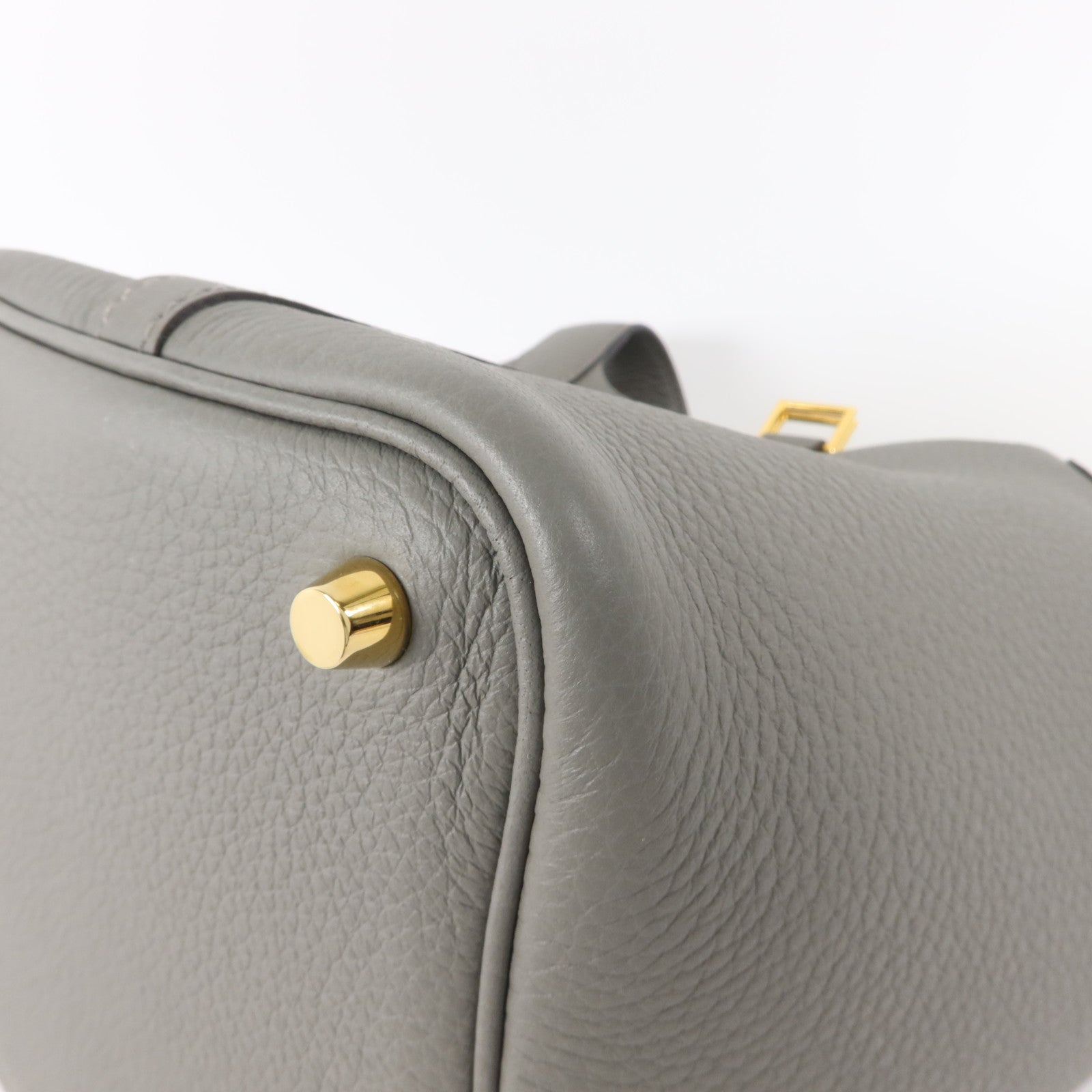 HERMES Clemence皮革Picotin PM手挽袋Gris Meyer