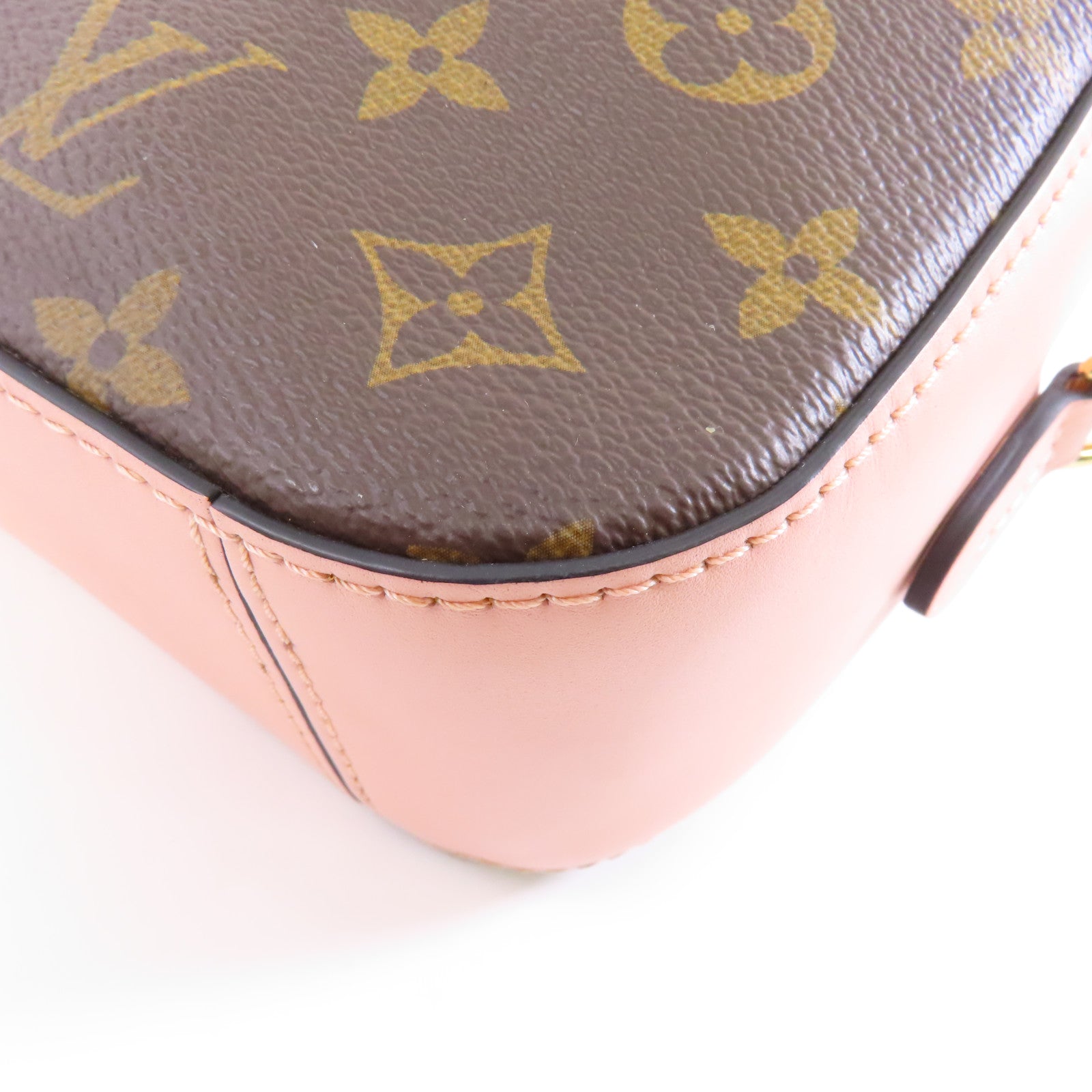 LOUIS VUITTON Monogram Saintonge金扣肩背袋啡色/粉紅色