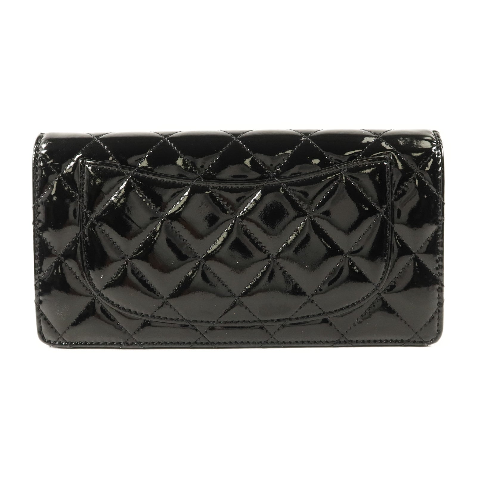 CHANEL 漆皮皮革Long Bifold Wallet銀扣長錢包
