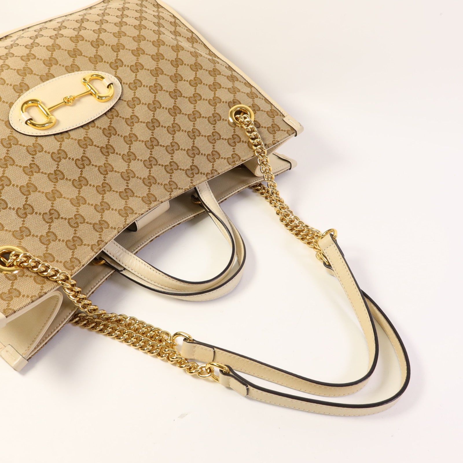 GUCCI 帆布Horsebit 1955 Large Tote Bag金扣手挽肩背兩用袋