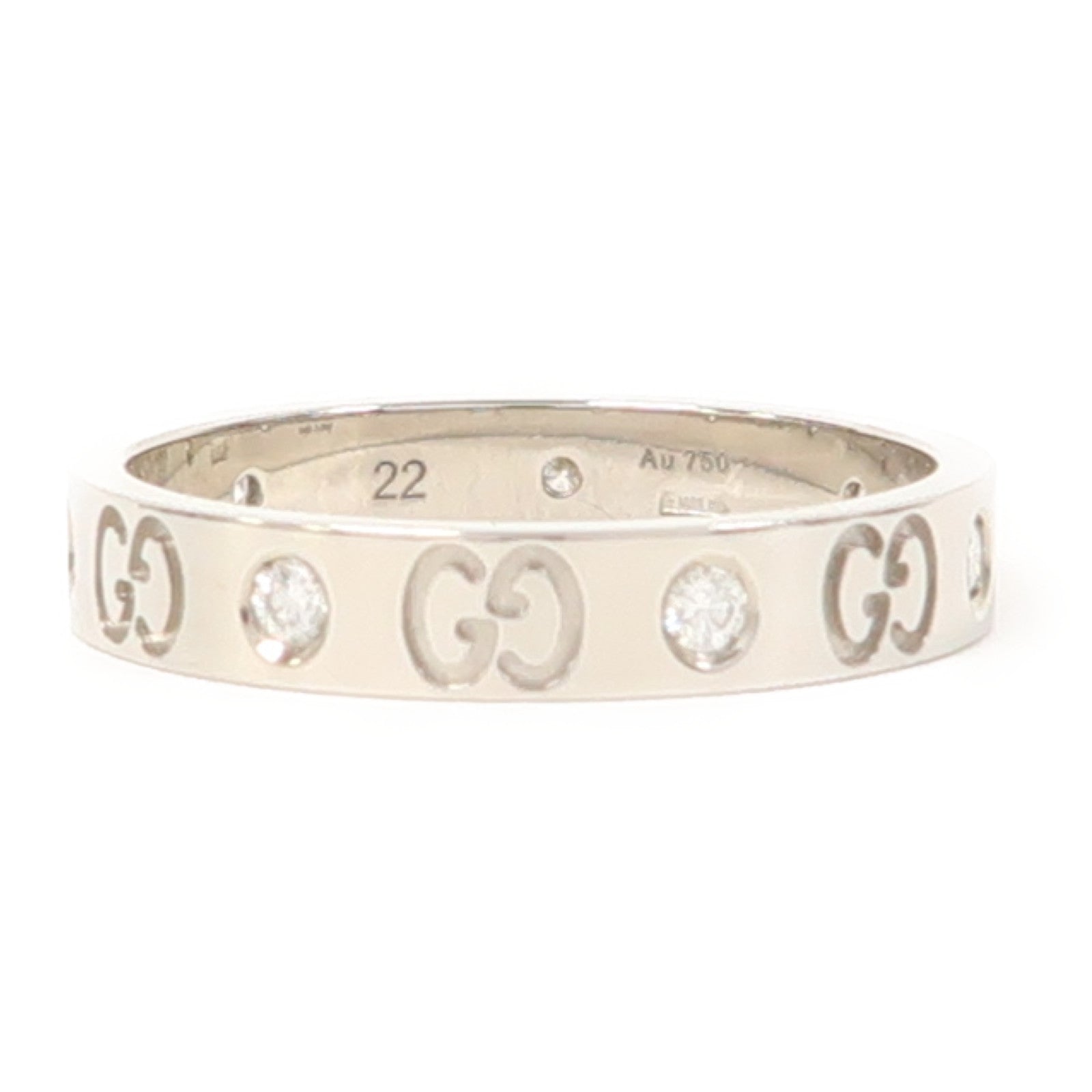 GUCCI 18K白金Icon Diamond Ring鑽石戒指US#9.75