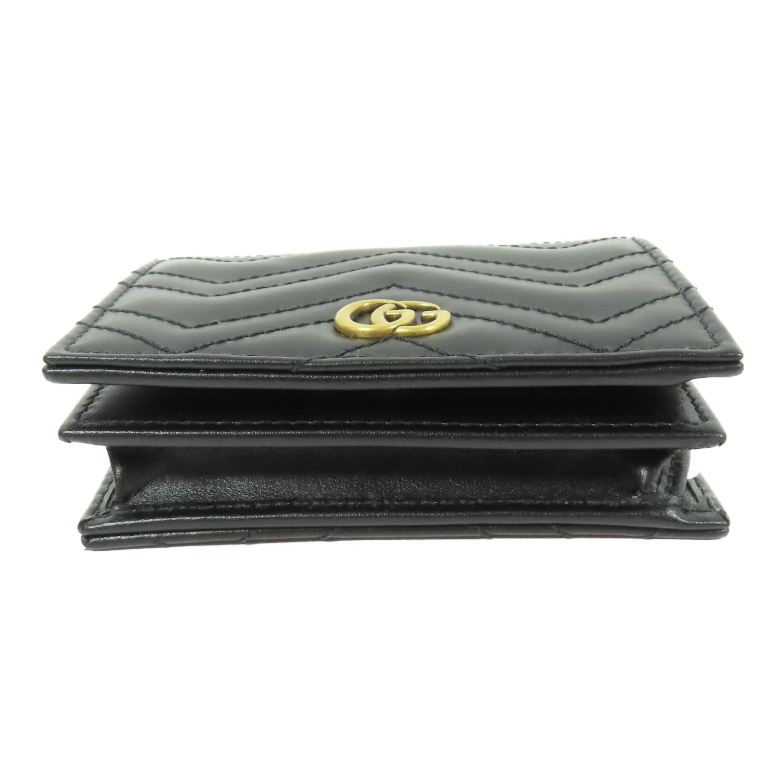 GUCCI 【激減優惠】Chevron皮革GG Marmont Small Wallet金扣錢包