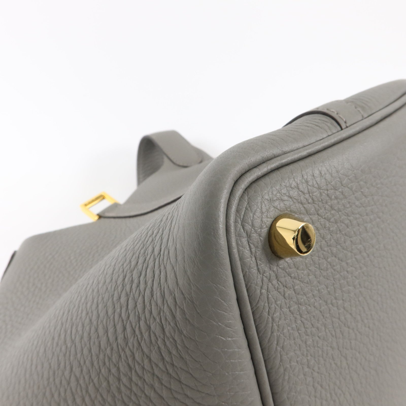 HERMES Clemence皮革Picotin PM手挽袋Gris Meyer