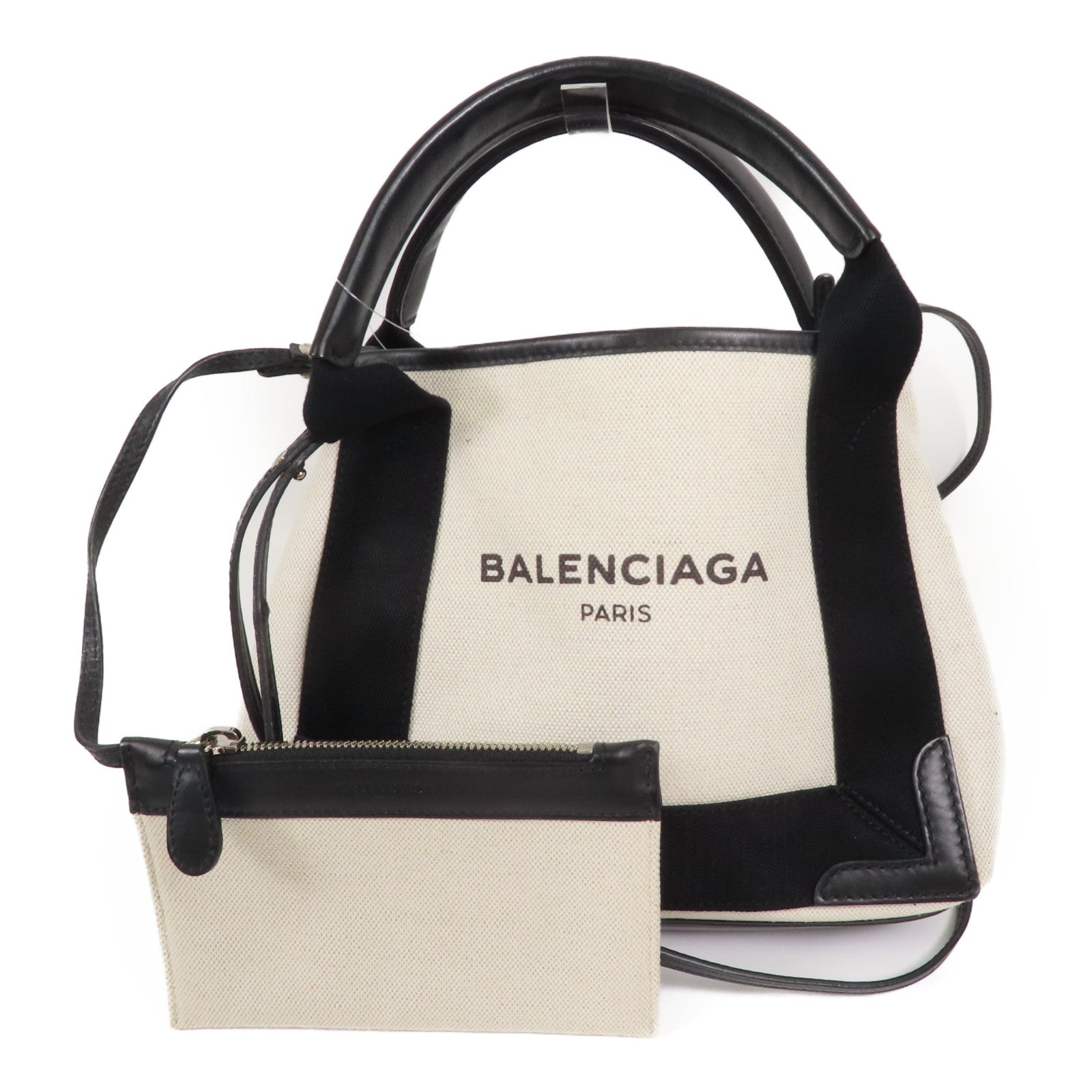 BALENCIAGA 帆布Cabas XS銀扣手挽肩背兩用袋