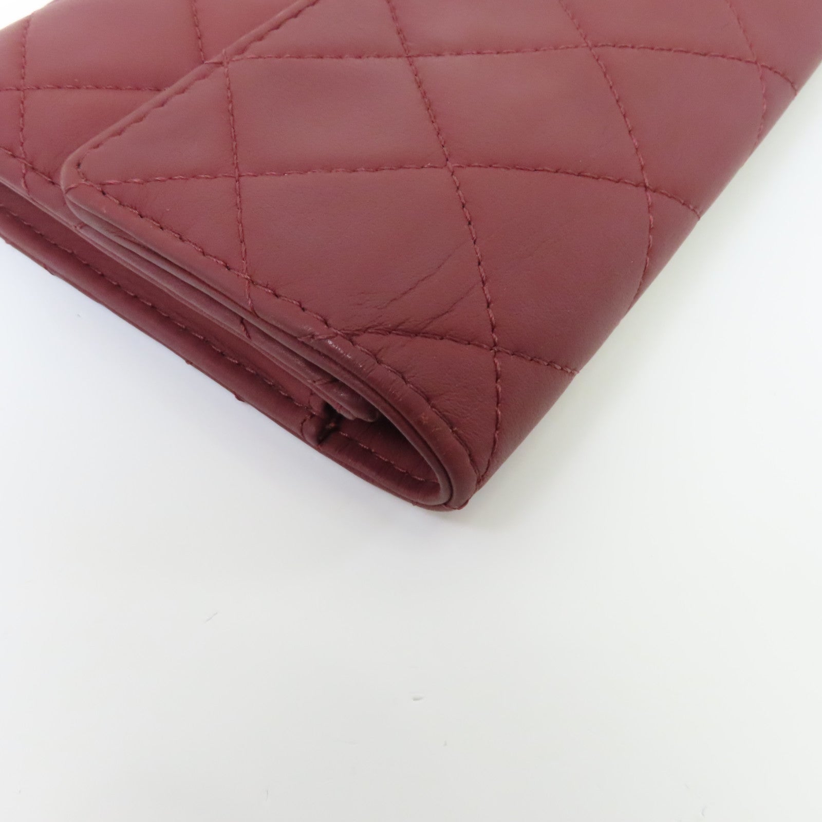 CHANEL 【激減優惠】菱格牛皮皮革Long Wallet銀扣長錢包紅色