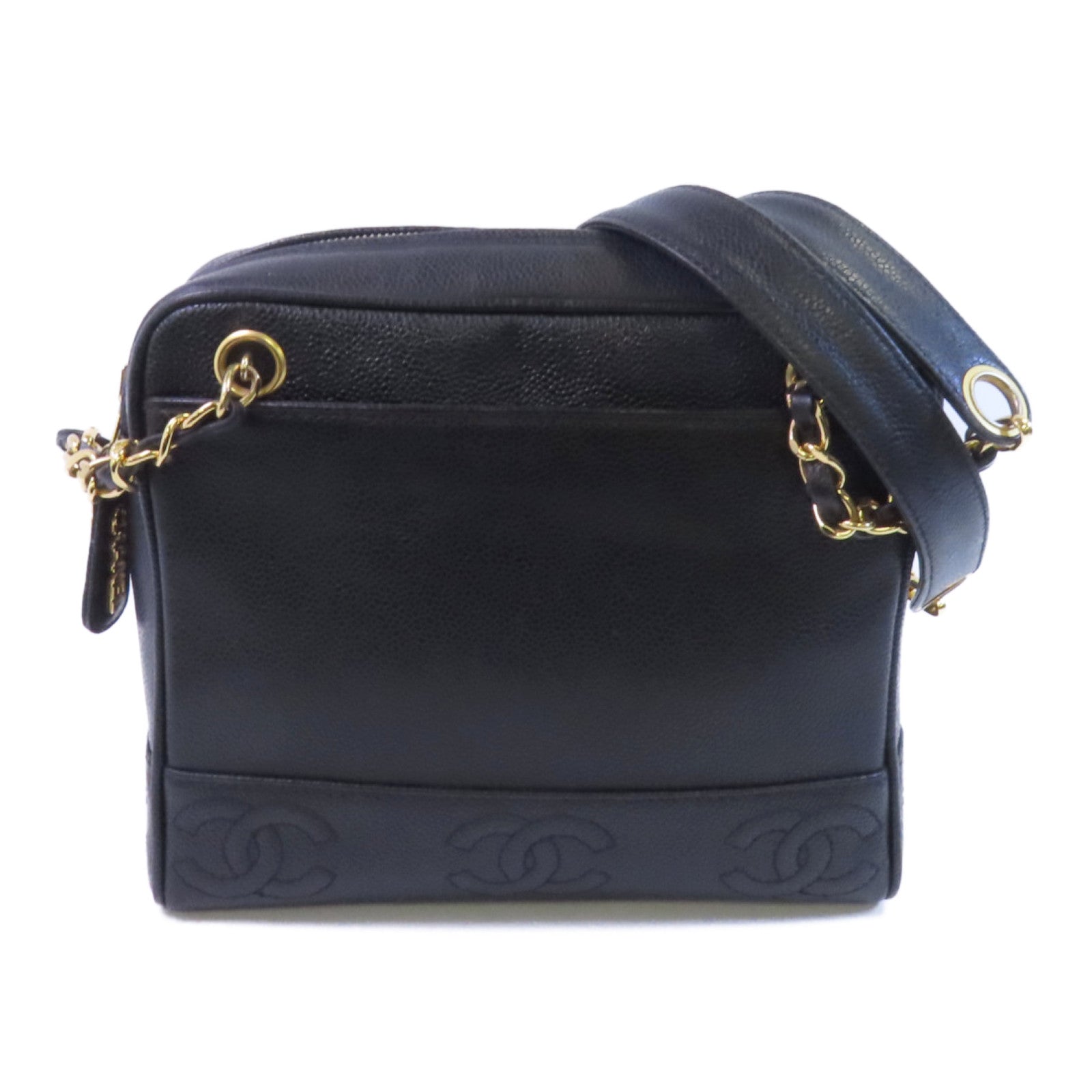 CHANEL 牛皮皮革Vintage Bag金扣鏈帶肩背袋