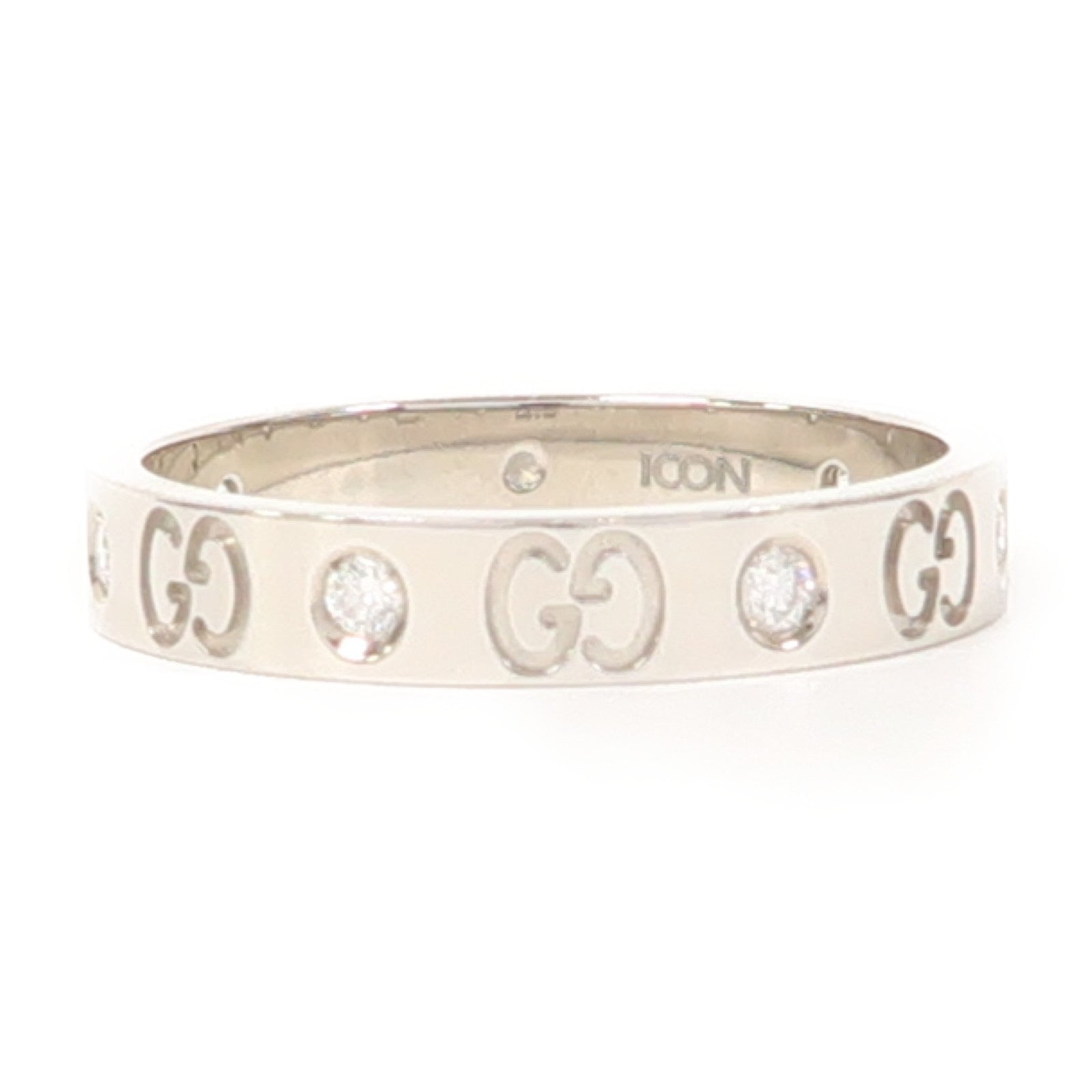GUCCI 18K白金Icon Diamond Ring鑽石戒指US#9.75