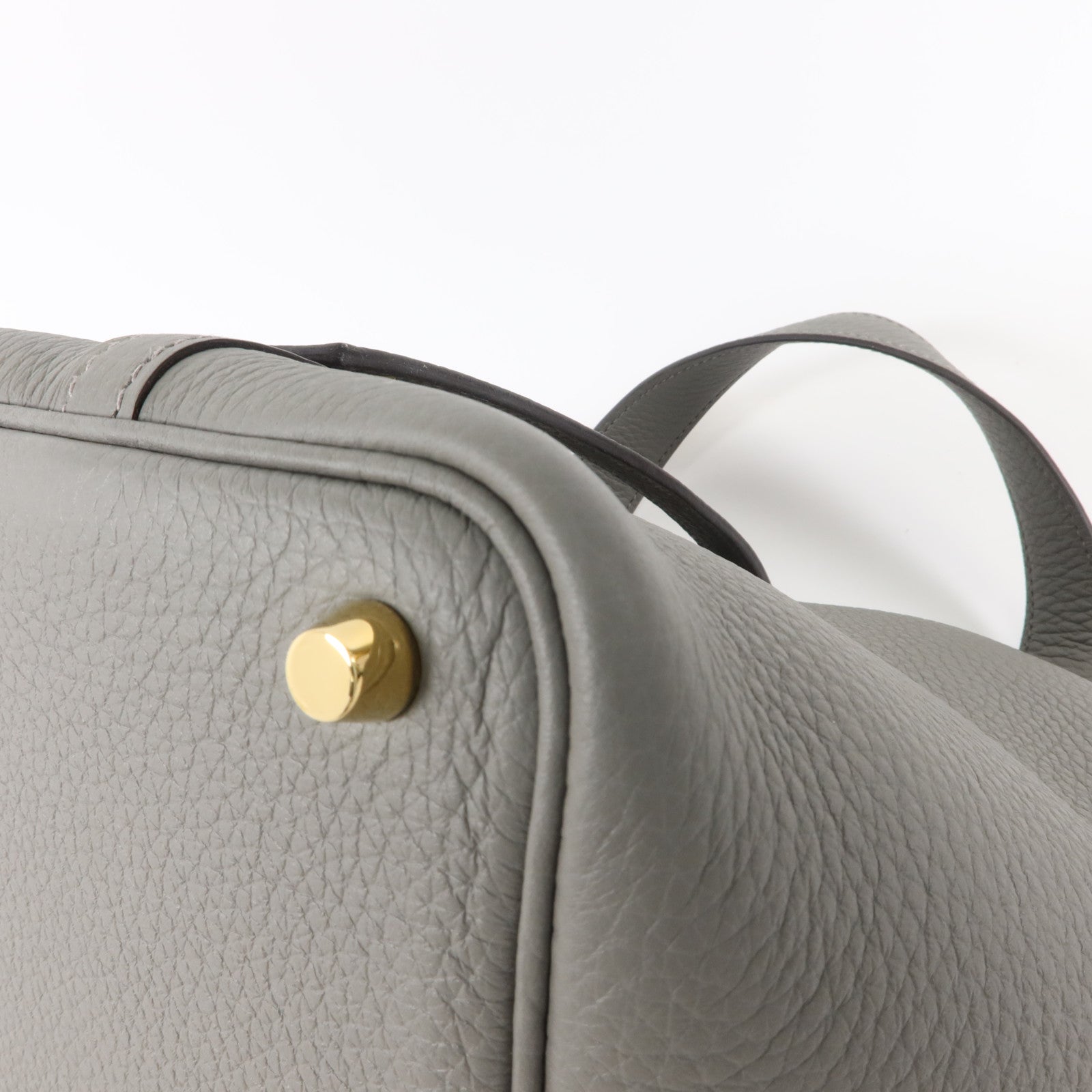HERMES Clemence皮革Picotin PM手挽袋Gris Meyer