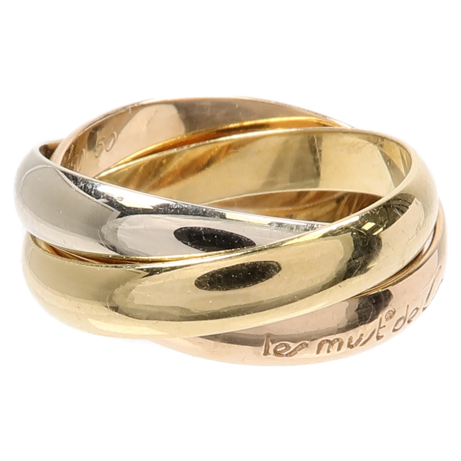 CARTIER 18K黃金/白金/玫瑰金Trinity戒指Cartier#50/US#5.25