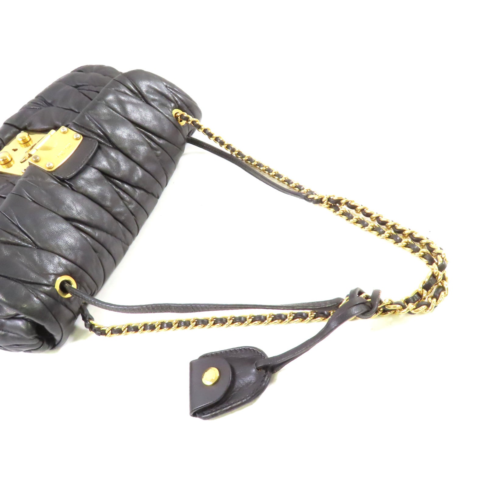 Miu Miu 牛皮皮革Shoulder Bag金扣肩背袋黑色
