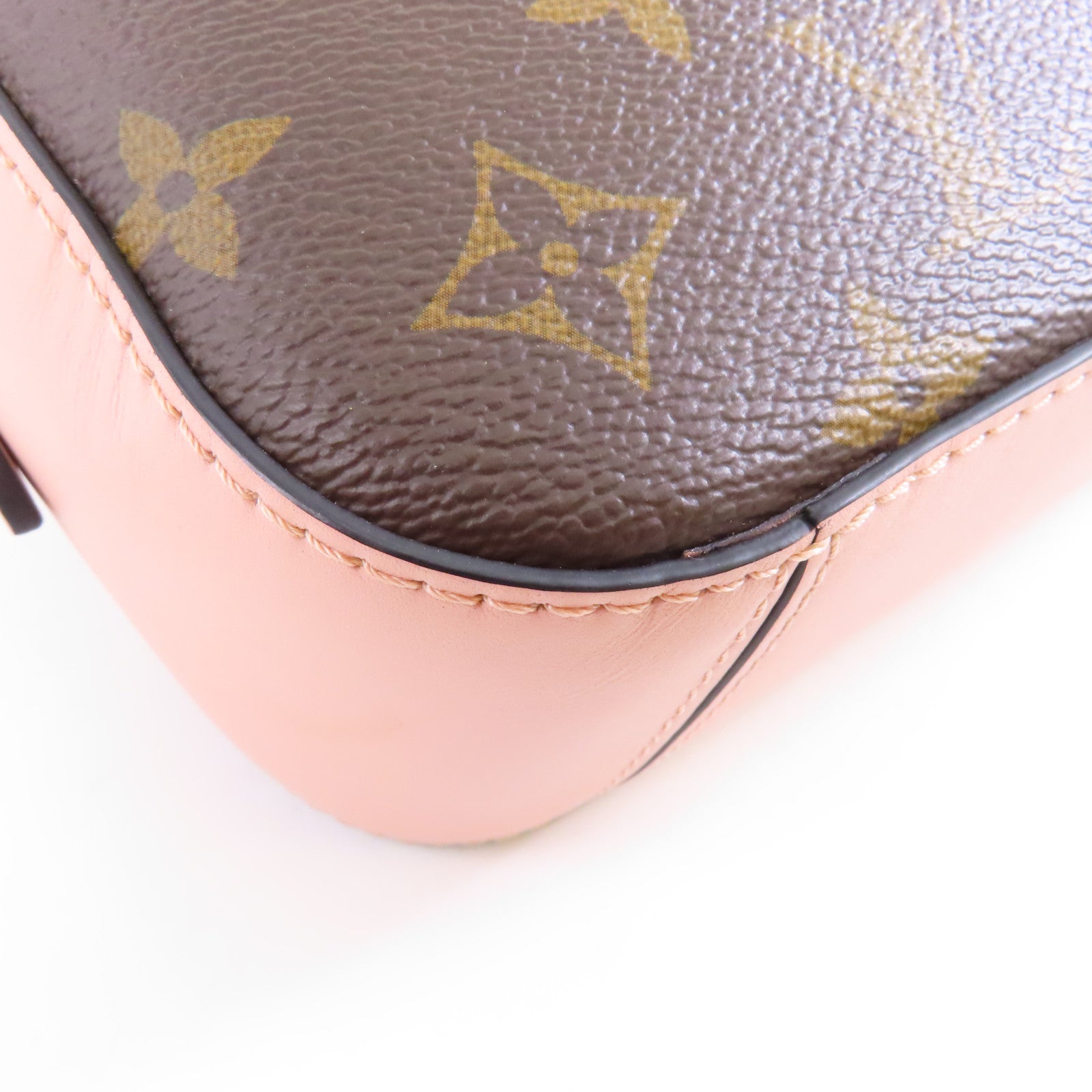 LOUIS VUITTON Monogram Saintonge金扣肩背袋啡色/粉紅色