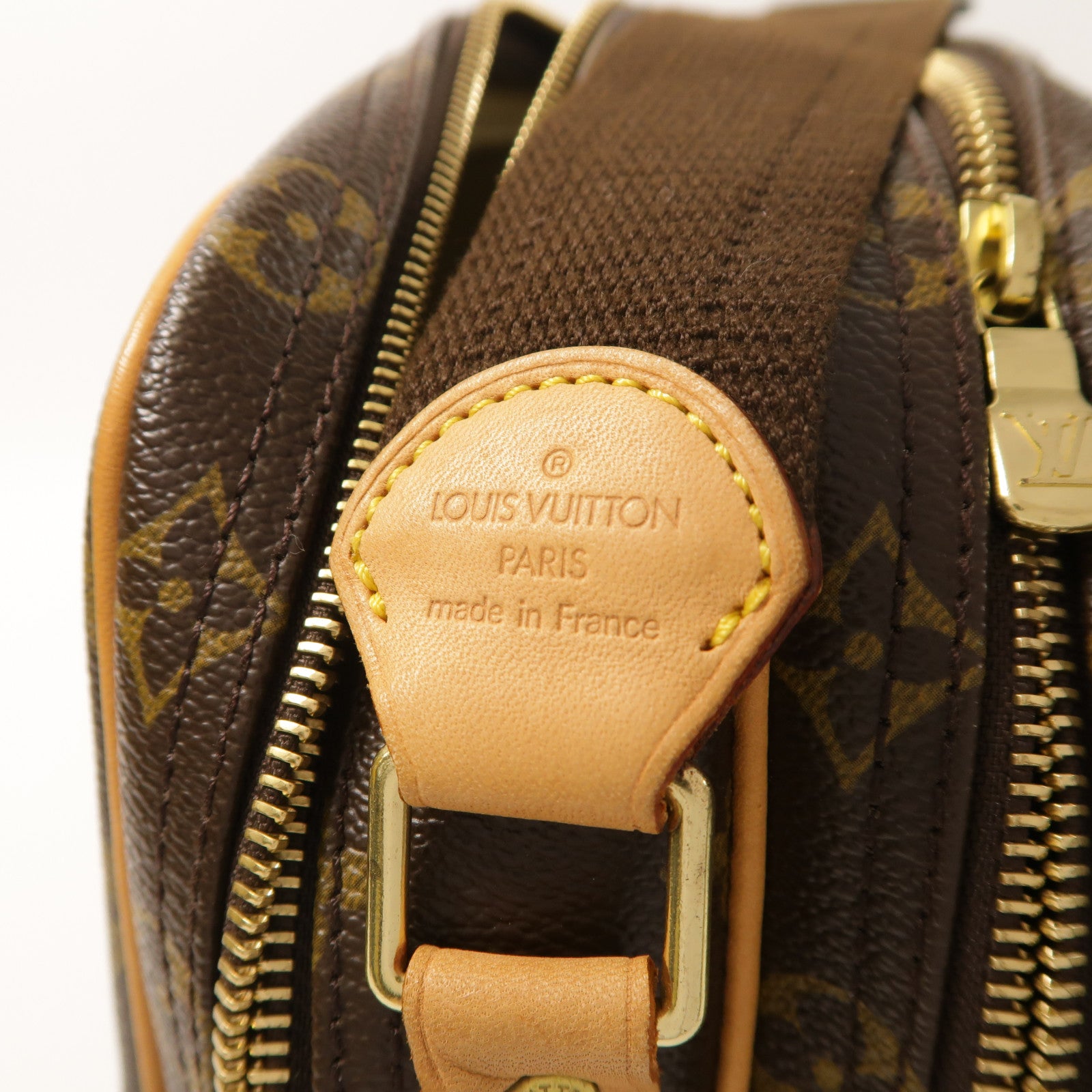 LOUIS VUITTON Monogram Reporter PM金扣肩背袋棕色