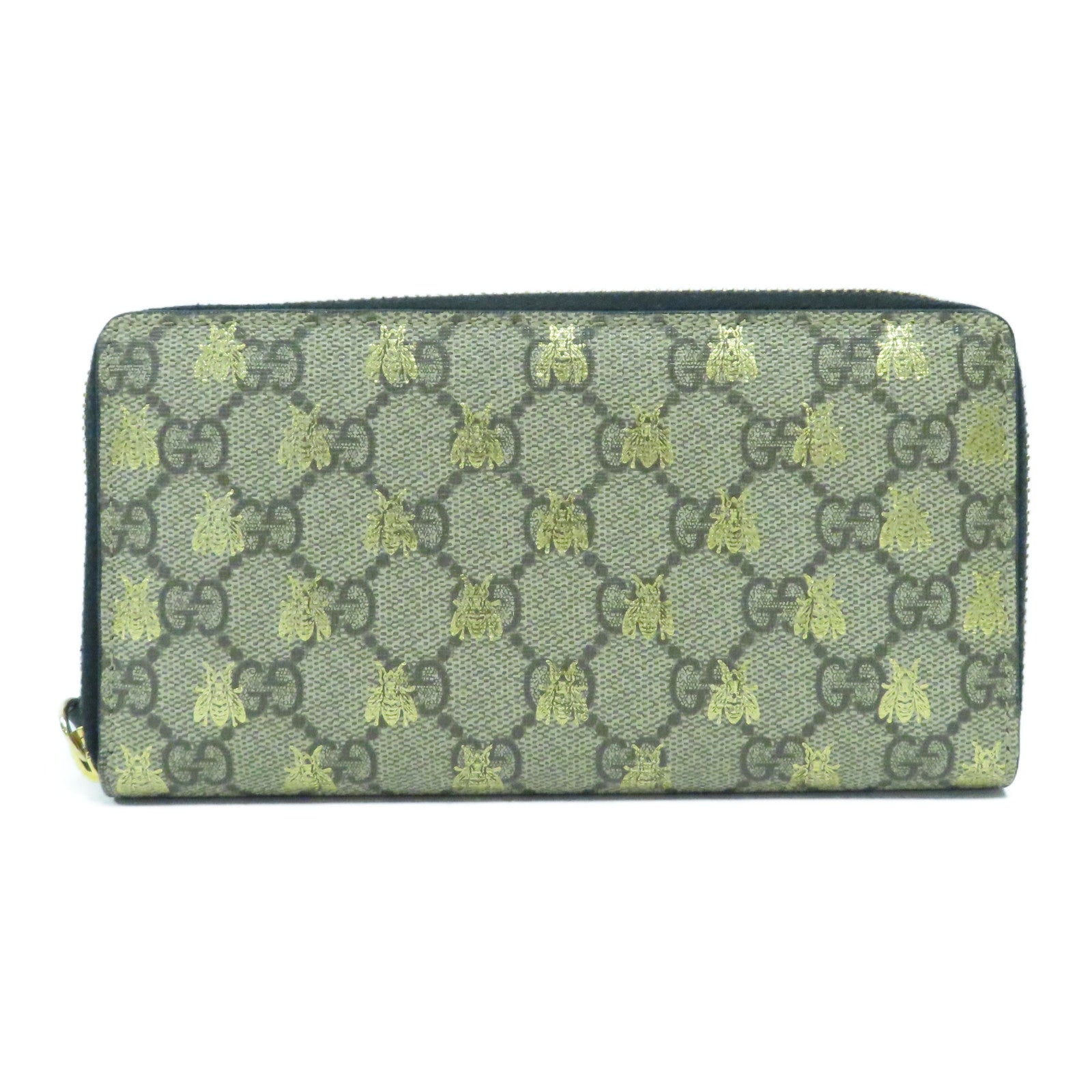 GUCCI 【激減優惠】塗層帆布Zipper Long Wallet金扣長錢包啡色/黑色
