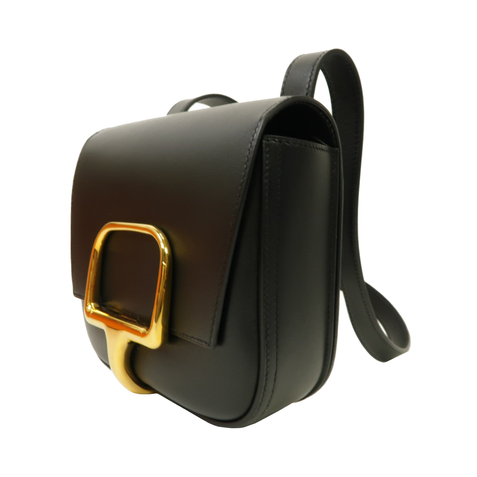 HERMES 【激減優惠】Tadelakt皮革Della Cavalleria Bag金扣肩背袋黑色