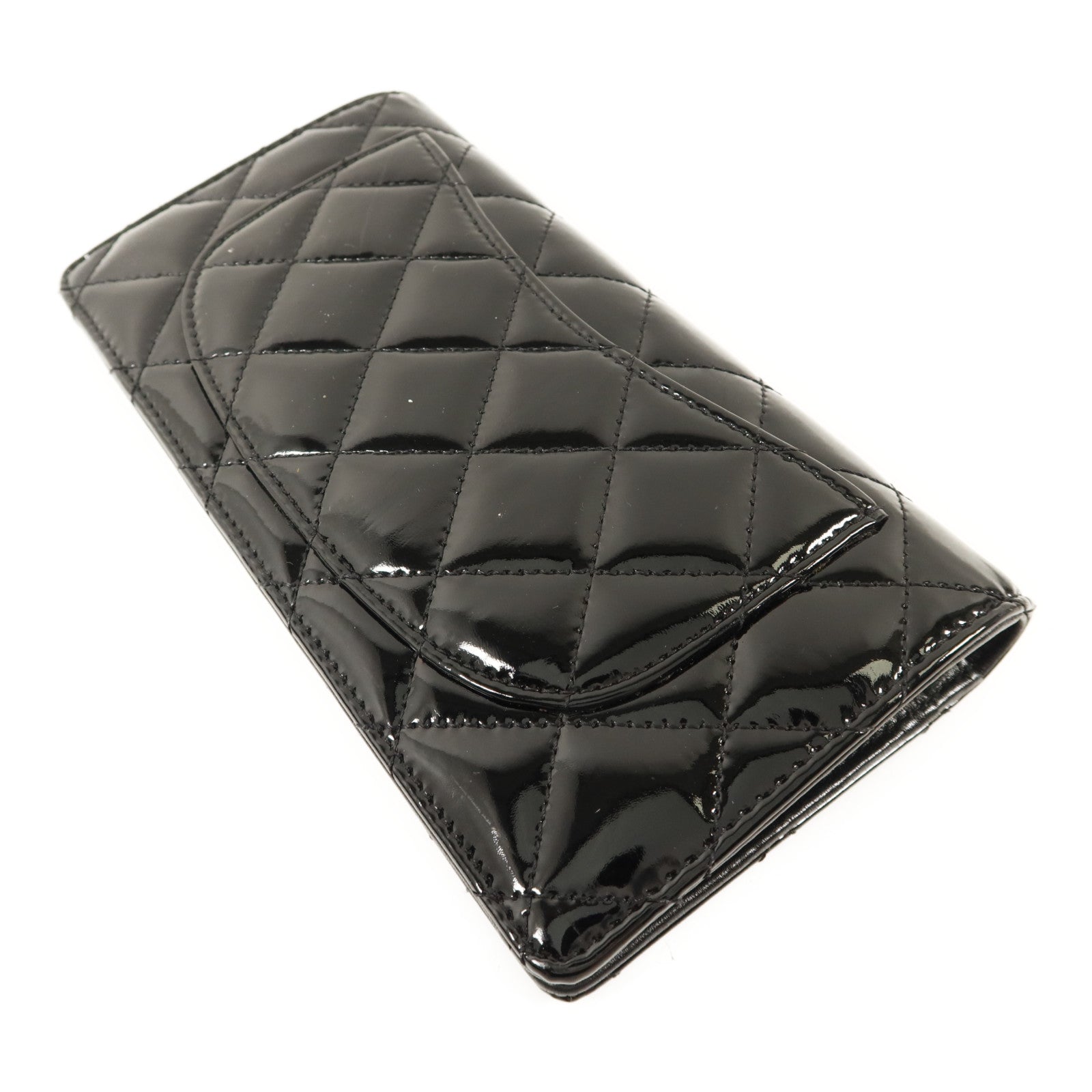 CHANEL 漆皮皮革Long Bifold Wallet銀扣長錢包