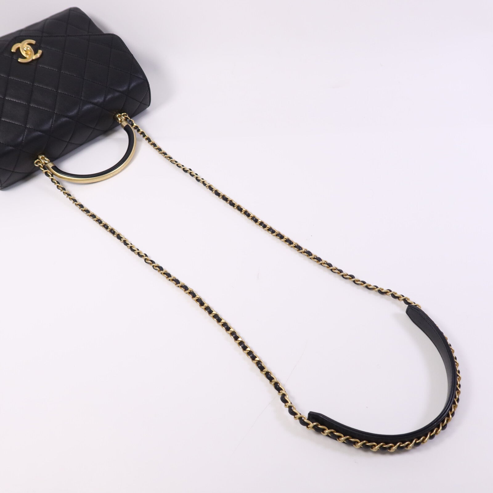 CHANEL 牛皮皮革Chain Shoulder Bag金扣鏈帶手挽肩背兩用袋
