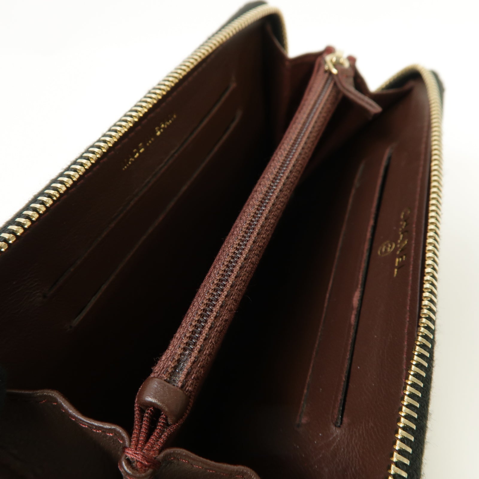 CHANEL 菱格羊皮皮革Medium Zipped Wallet金扣中長錢包黑色