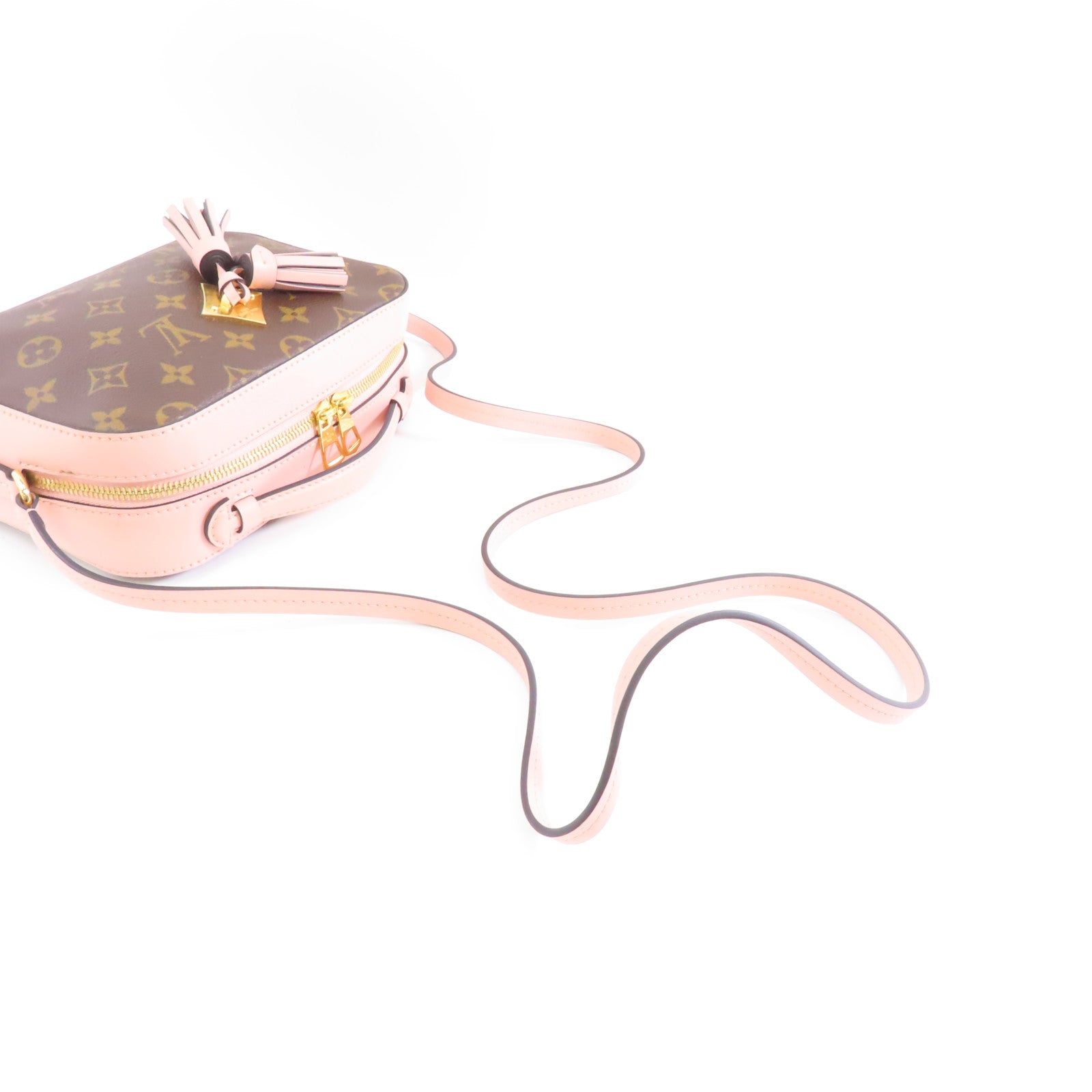 LOUIS VUITTON Monogram Saintonge金扣肩背袋啡色/粉紅色