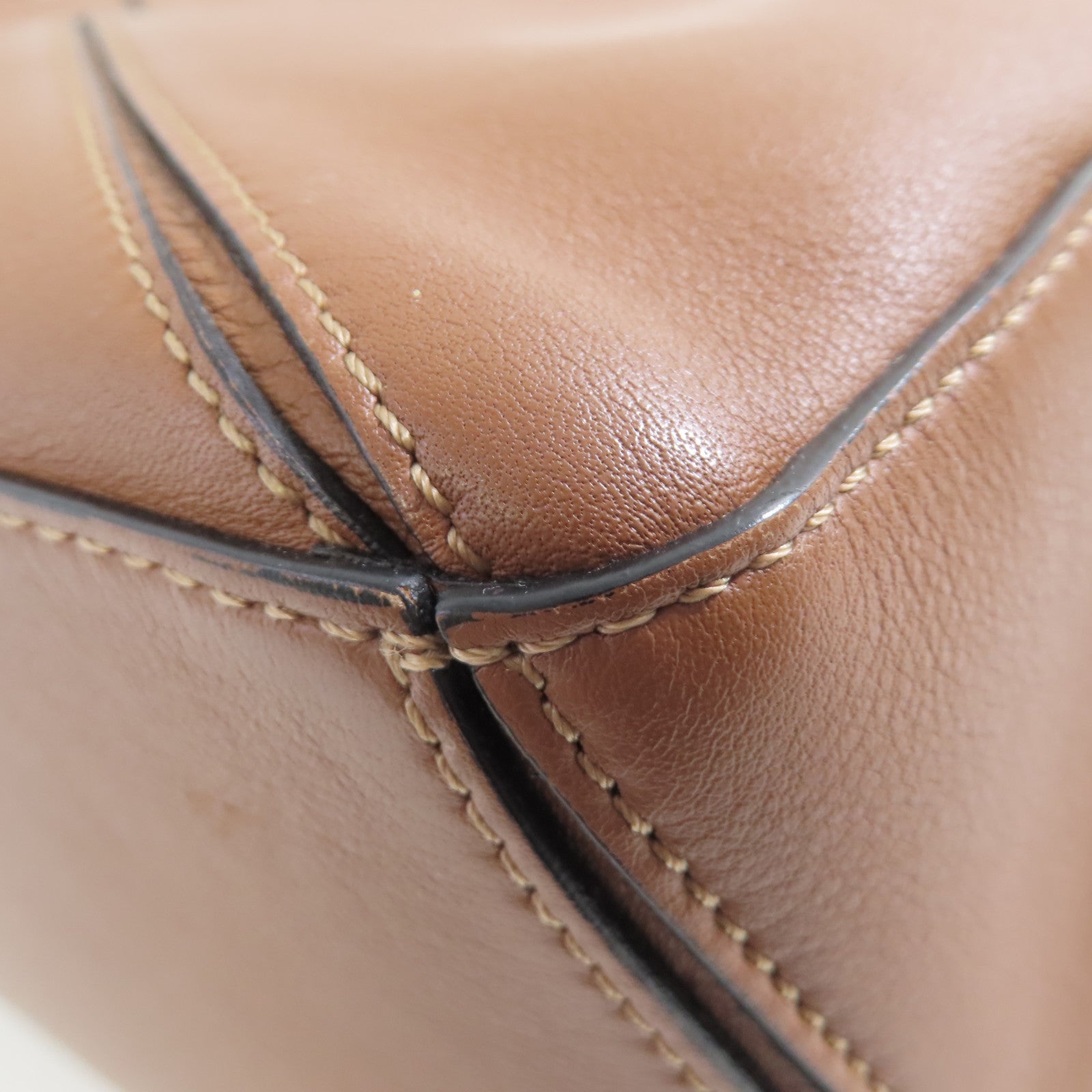 LOEWE 牛皮皮革Small Puzzle Bag銀扣手挽肩背兩用袋啡色